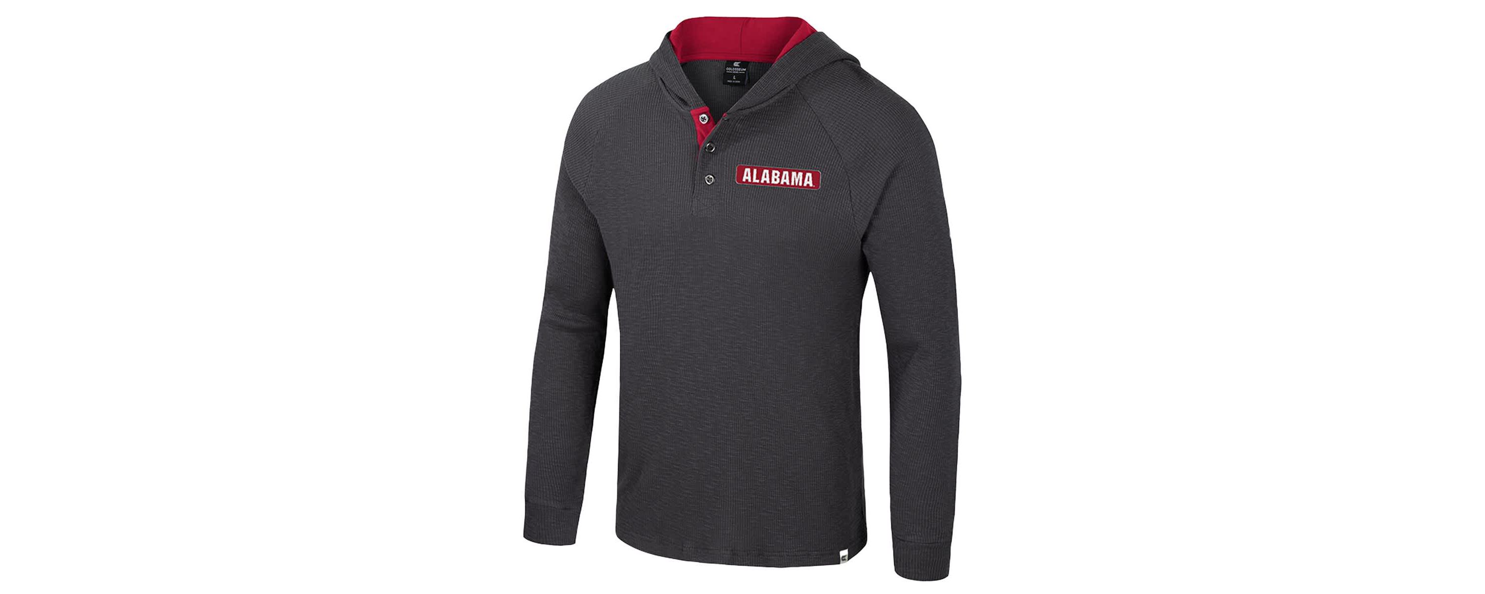 Alabama Crimson Tide NCAA Alabama Tide Dujour Ralgan Long Sleeve Henley Hoodie T-Shirt