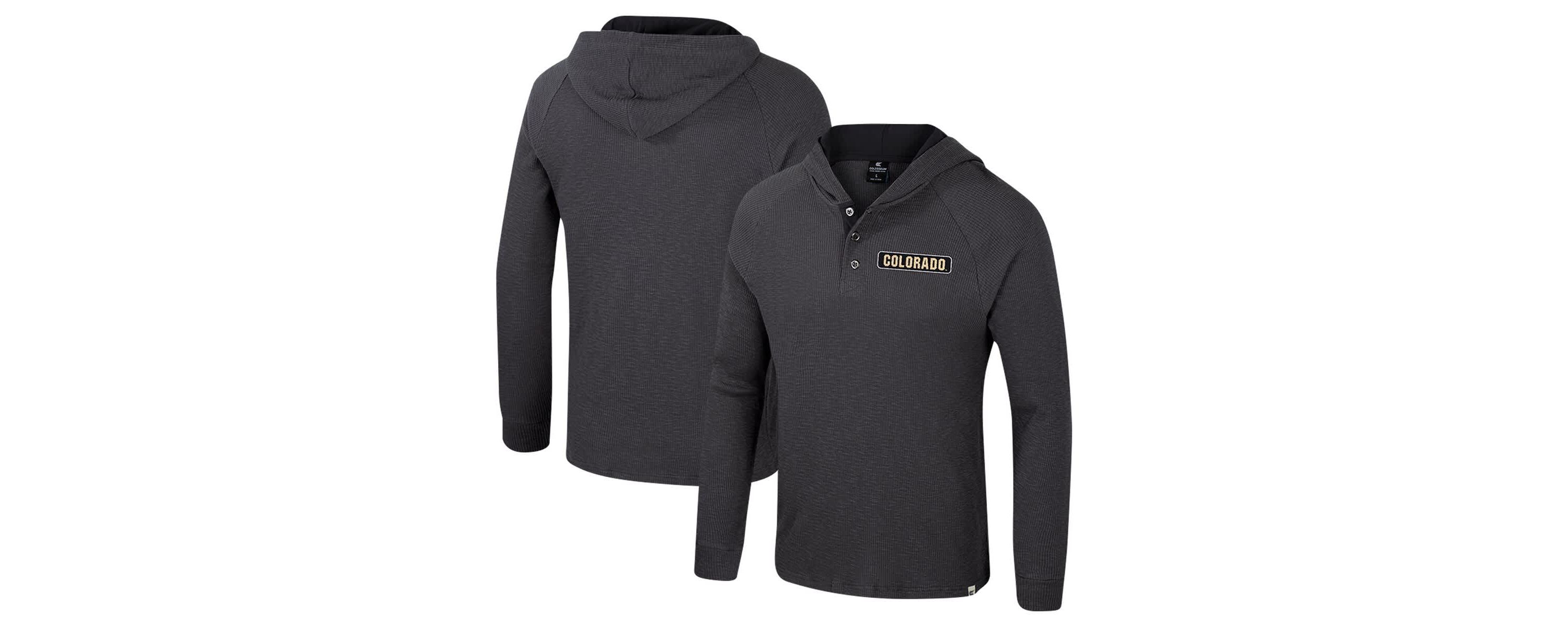 NCAA Colorado Buffaloes Dujour Ralgan Long Sleeve Henley Hoodie T-Shirt
