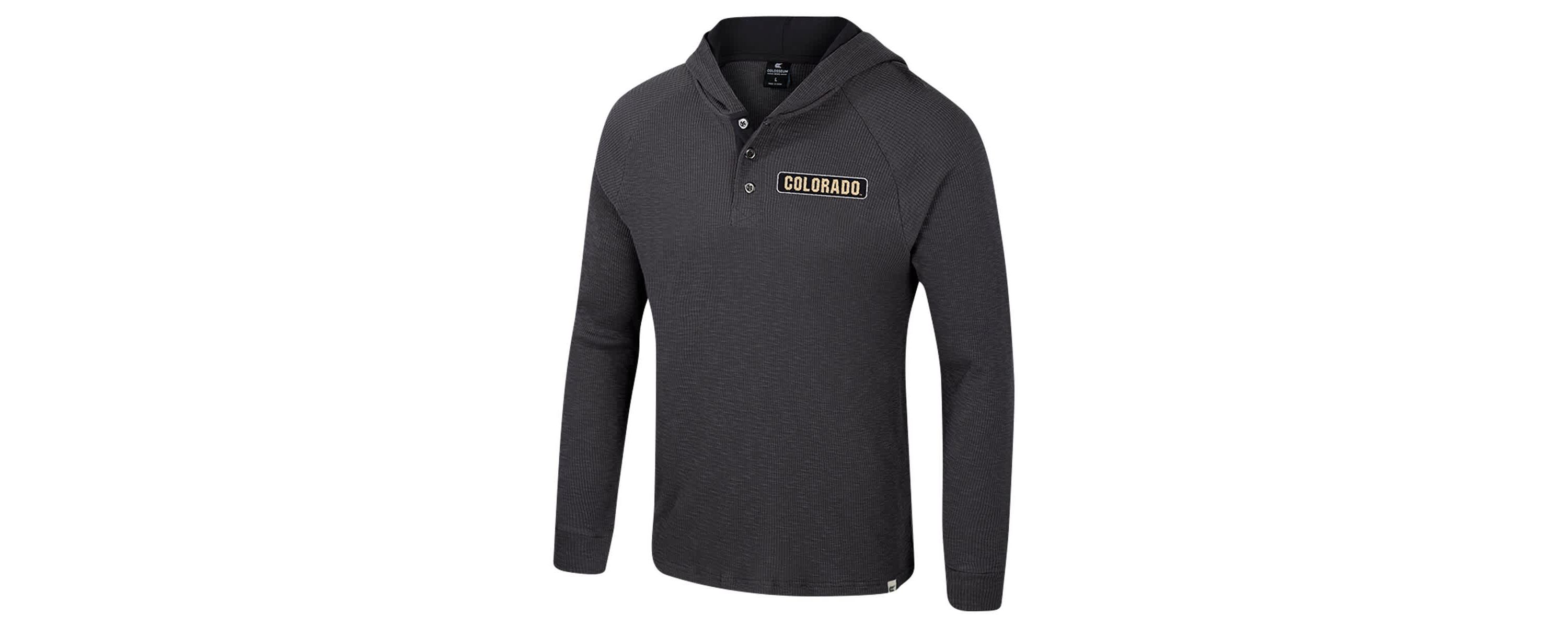 NCAA Colorado Buffaloes Dujour Ralgan Long Sleeve Henley Hoodie T-Shirt