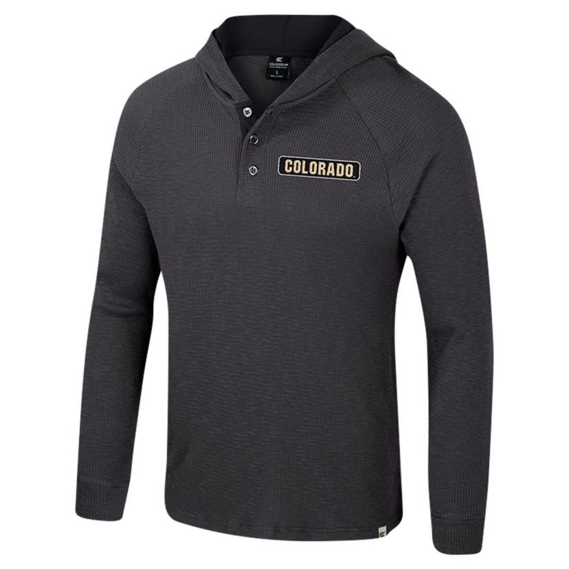 NCAA Colorado Buffaloes Dujour Ralgan Long Sleeve Henley Hoodie T-Shirt