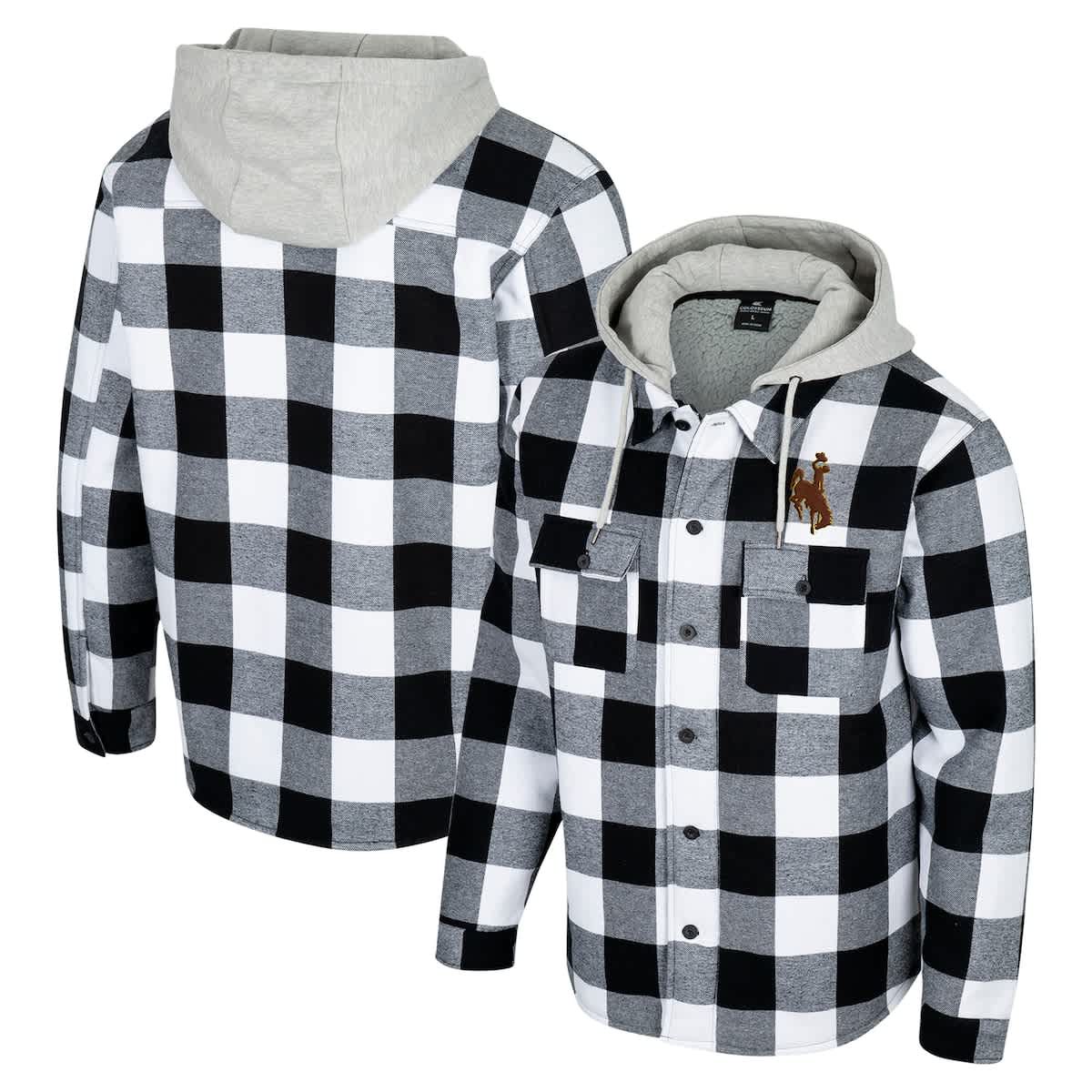 NCAA Black/White Wyoming Cowboys Buffalo Plaid Full-Zip Hoodie Jacket