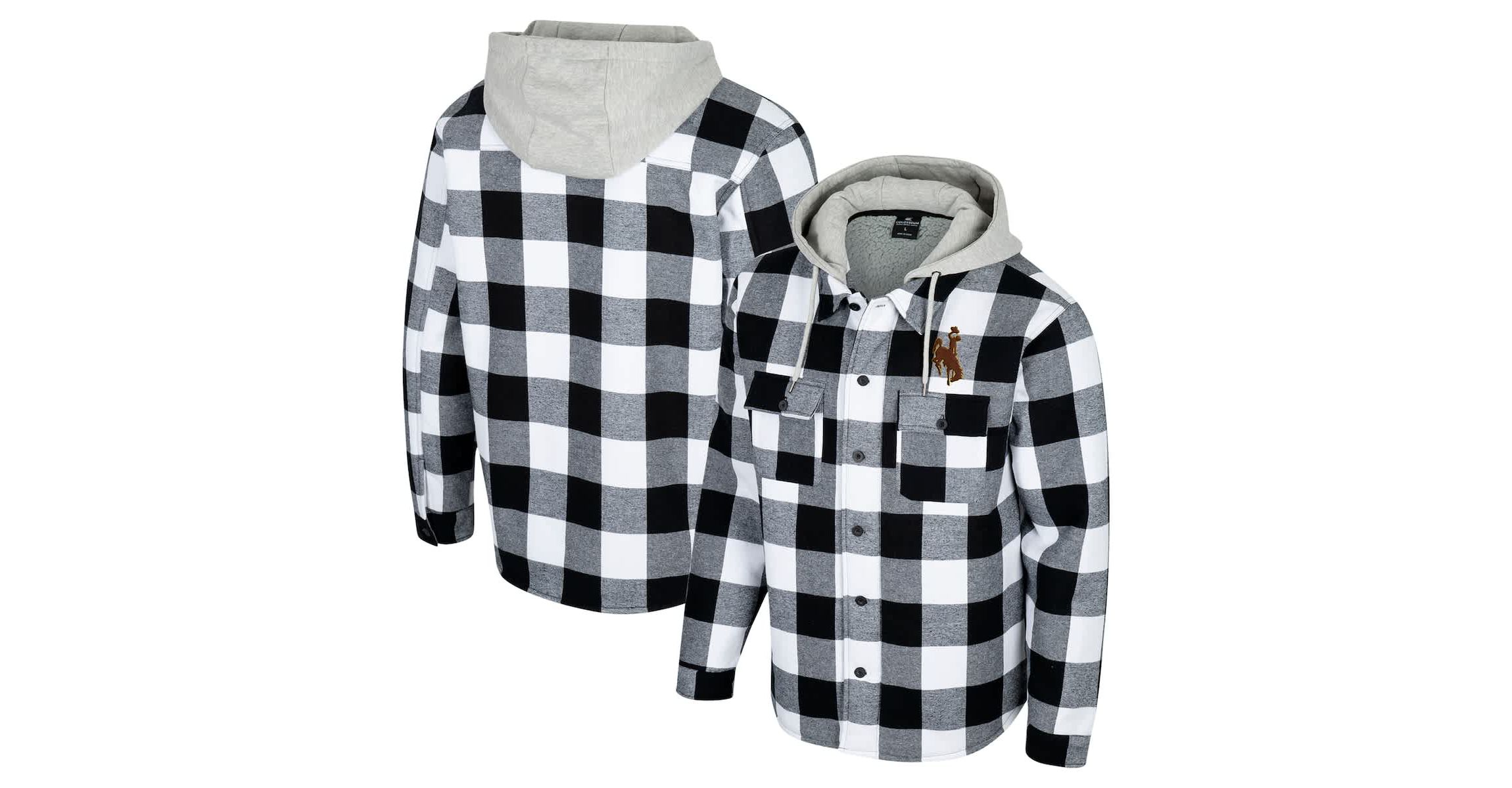 NCAA Black/White Wyoming Cowboys Buffalo Plaid Full-Zip Hoodie Jacket