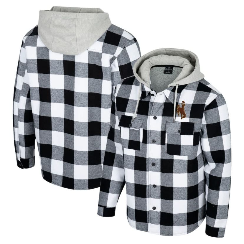 NCAA Black/White Wyoming Cowboys Buffalo Plaid Full-Zip Hoodie Jacket