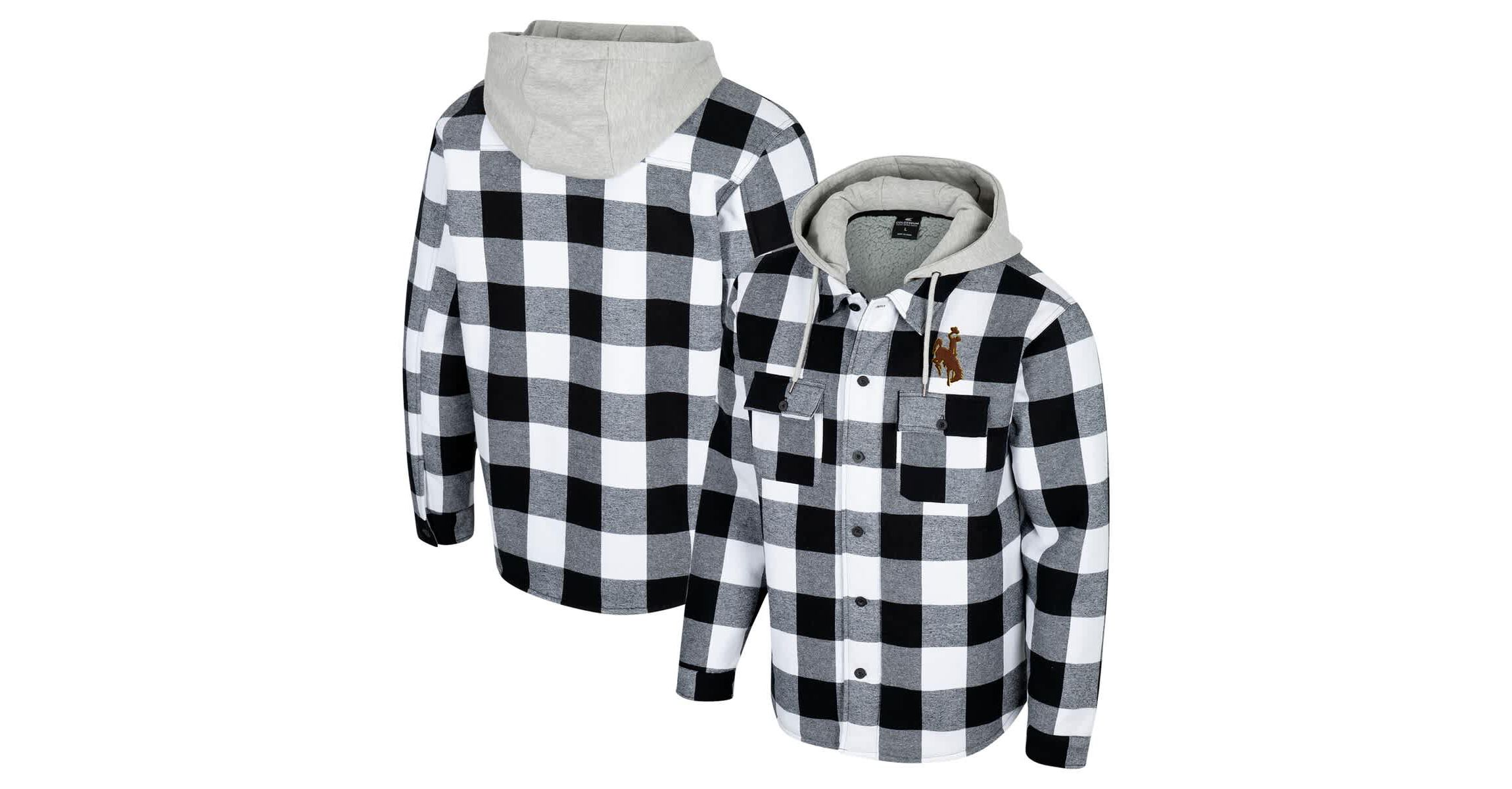 NCAA Black/White Wyoming Cowboys Buffalo Plaid Full-Zip Hoodie Jacket