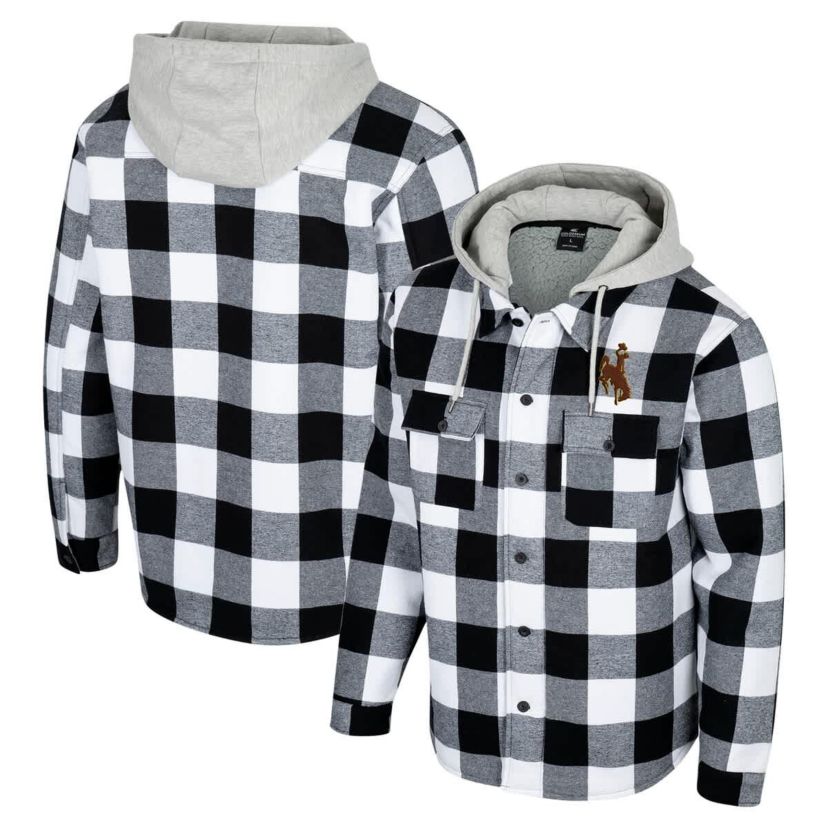 NCAA Black/White Wyoming Cowboys Buffalo Plaid Full-Zip Hoodie Jacket