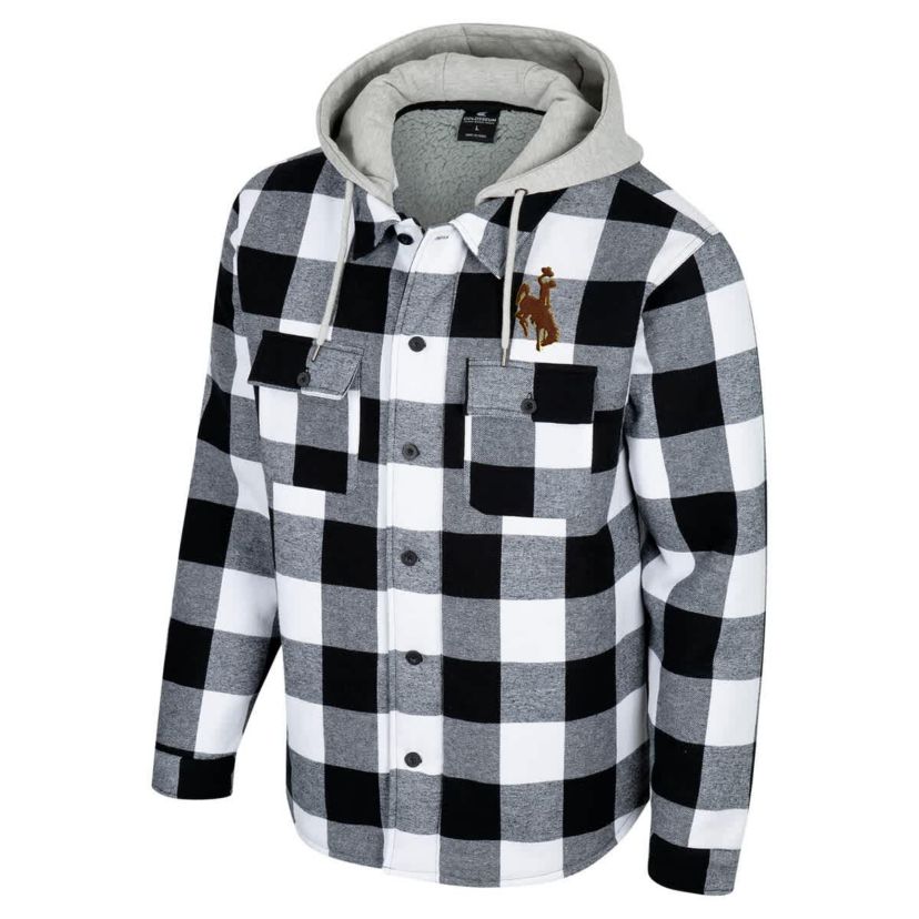 NCAA Black/White Wyoming Cowboys Buffalo Plaid Full-Zip Hoodie Jacket