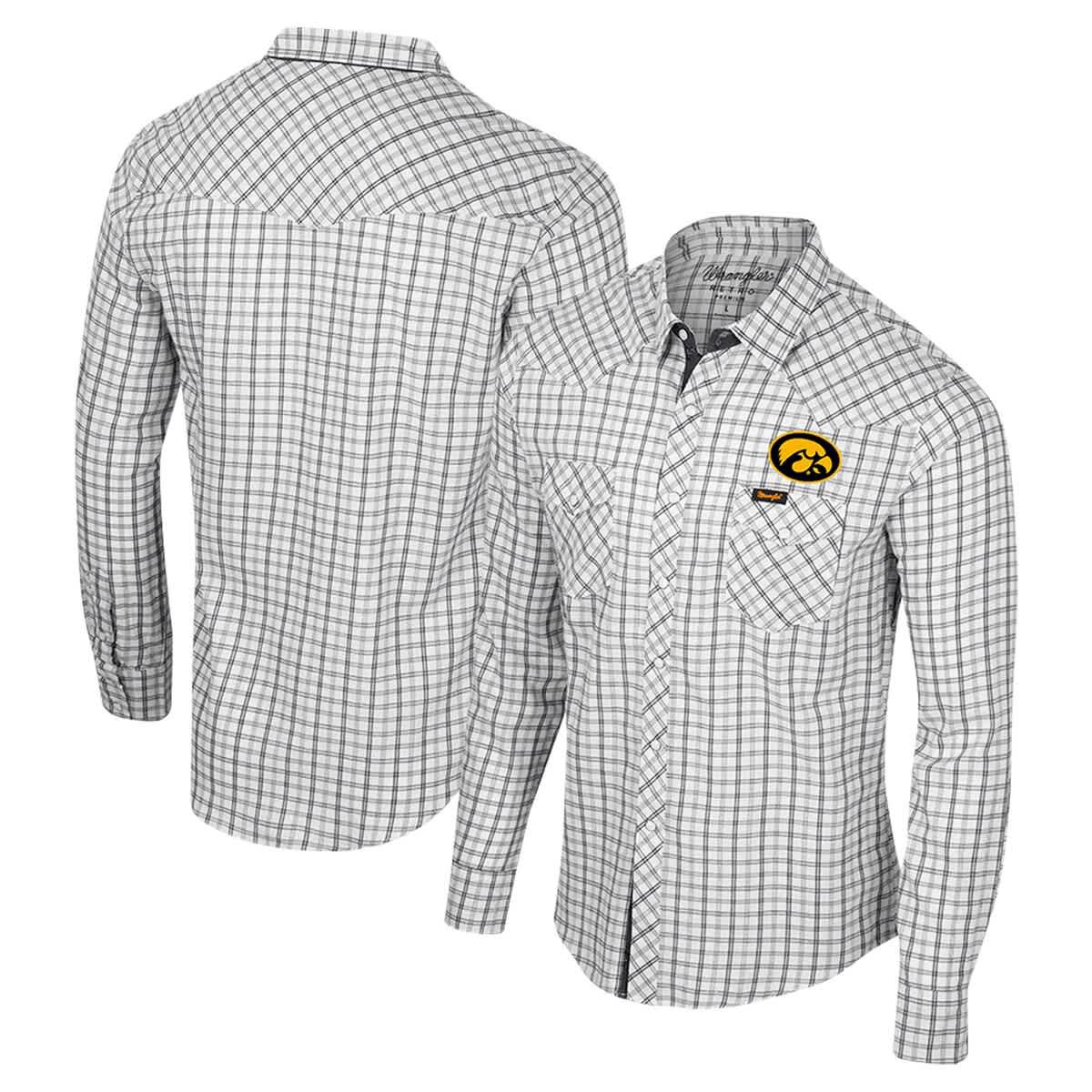 NCAA x Wrangler Iowa Hawkeyes Plaid Window Pane Long Sleeve Full-Snap Shirt