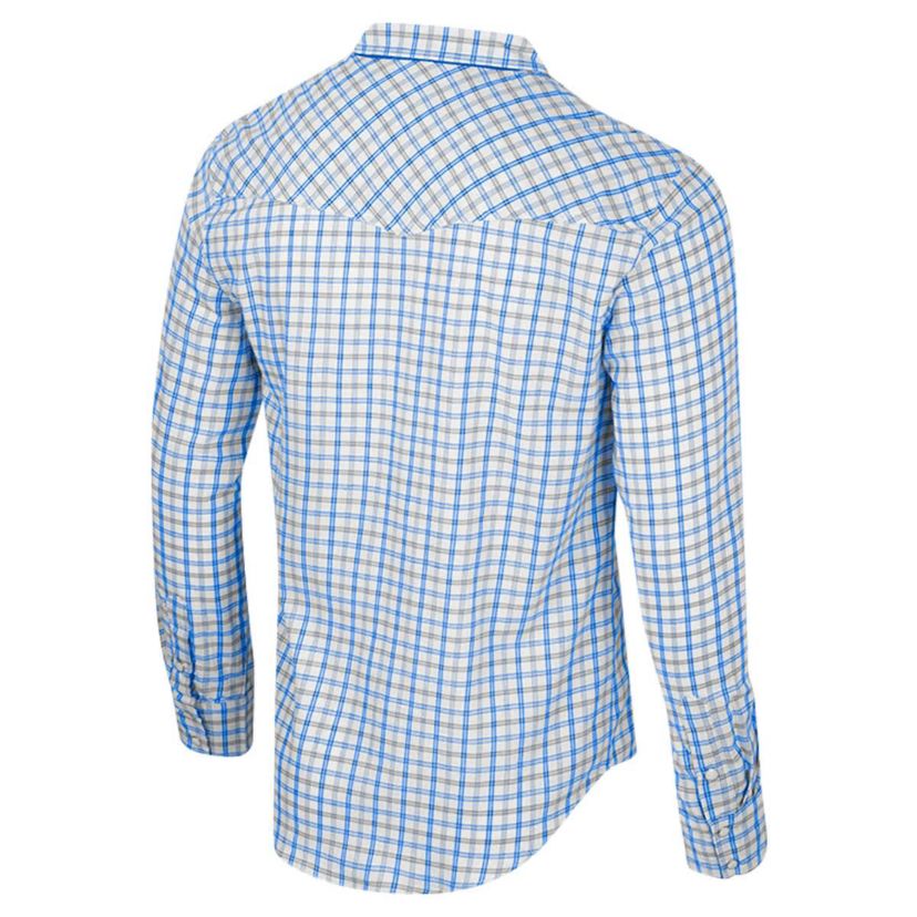 NCAA x Wrangler Kansas Jayhawks Plaid Window Pane Long Sleeve Full-Snap Shirt