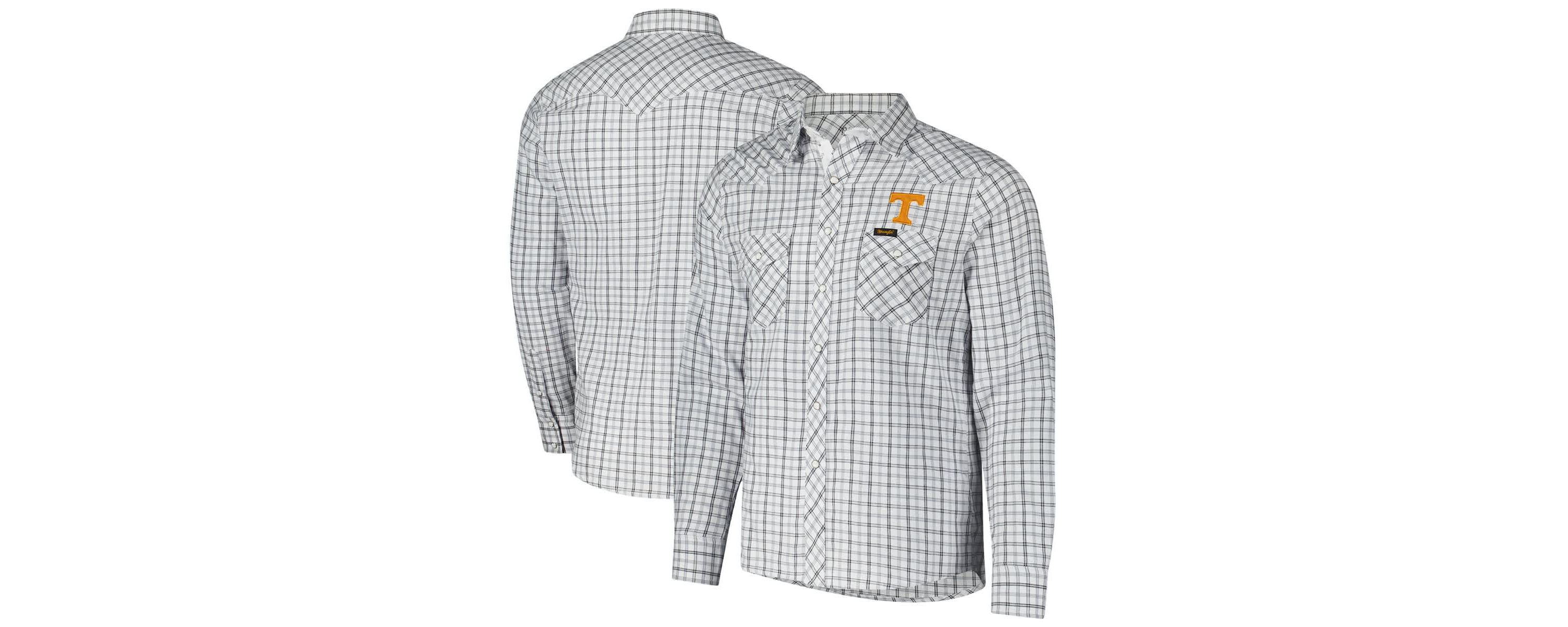 NCAA x Wrangler Tennessee Volunteers Plaid Window Pane Long Sleeve Full-Snap Shirt