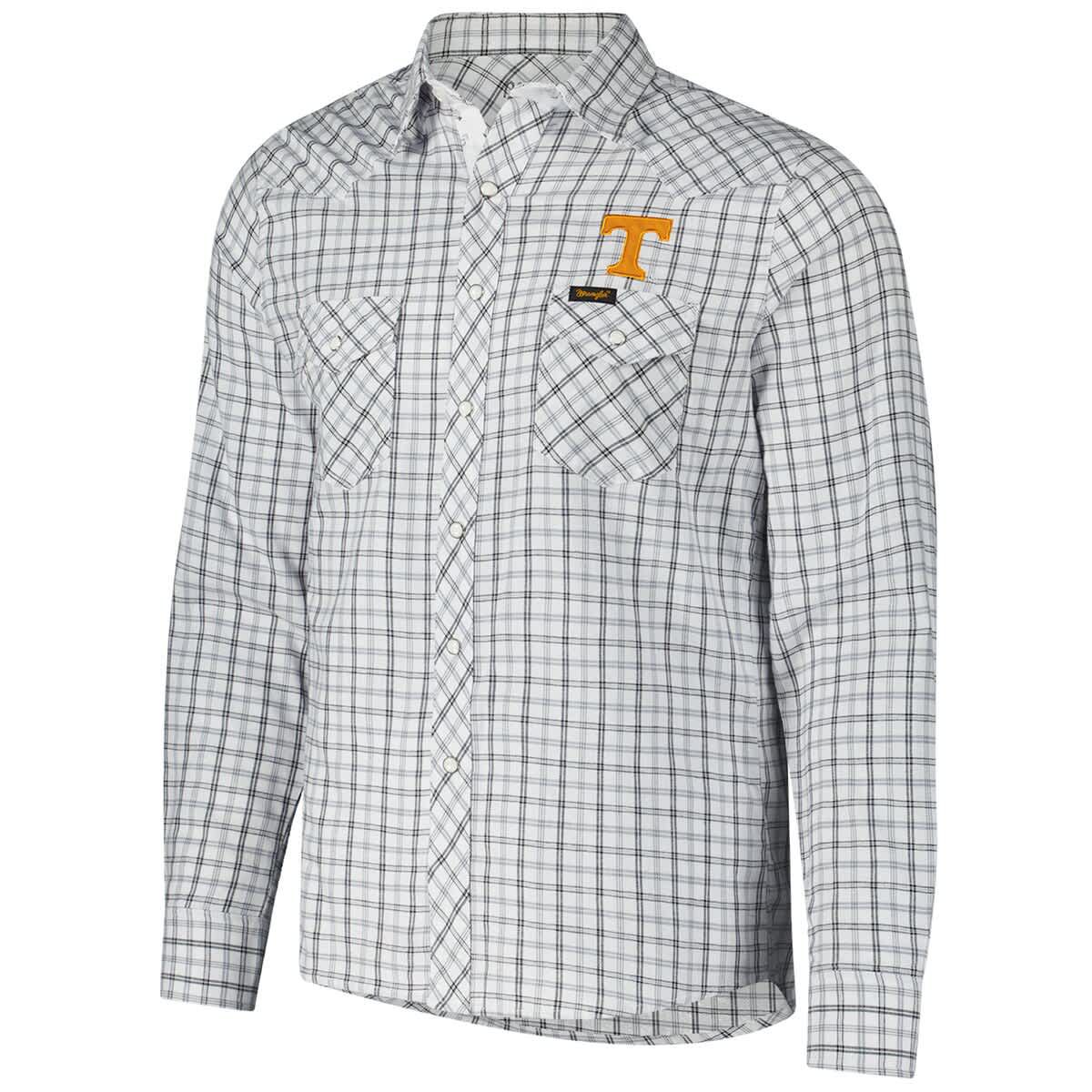 NCAA x Wrangler Tennessee Volunteers Plaid Window Pane Long Sleeve Full-Snap Shirt