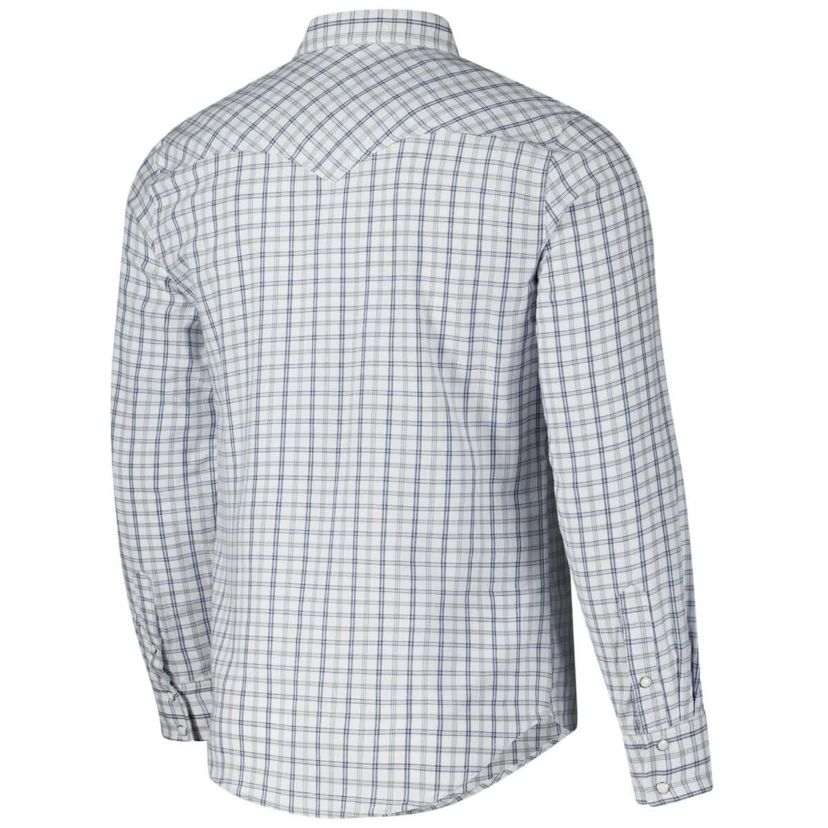 NCAA x Wrangler West Virginia Mountaineers Plaid Window Pane Long Sleeve Full-Snap Shirt