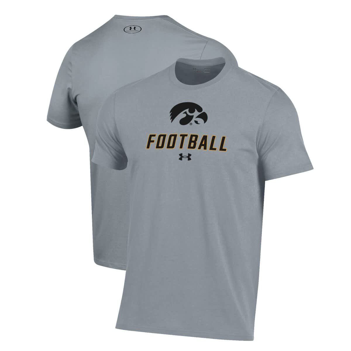 NCAA Under Armour Grey Iowa Hawkeyes Football Performance T-Shirt