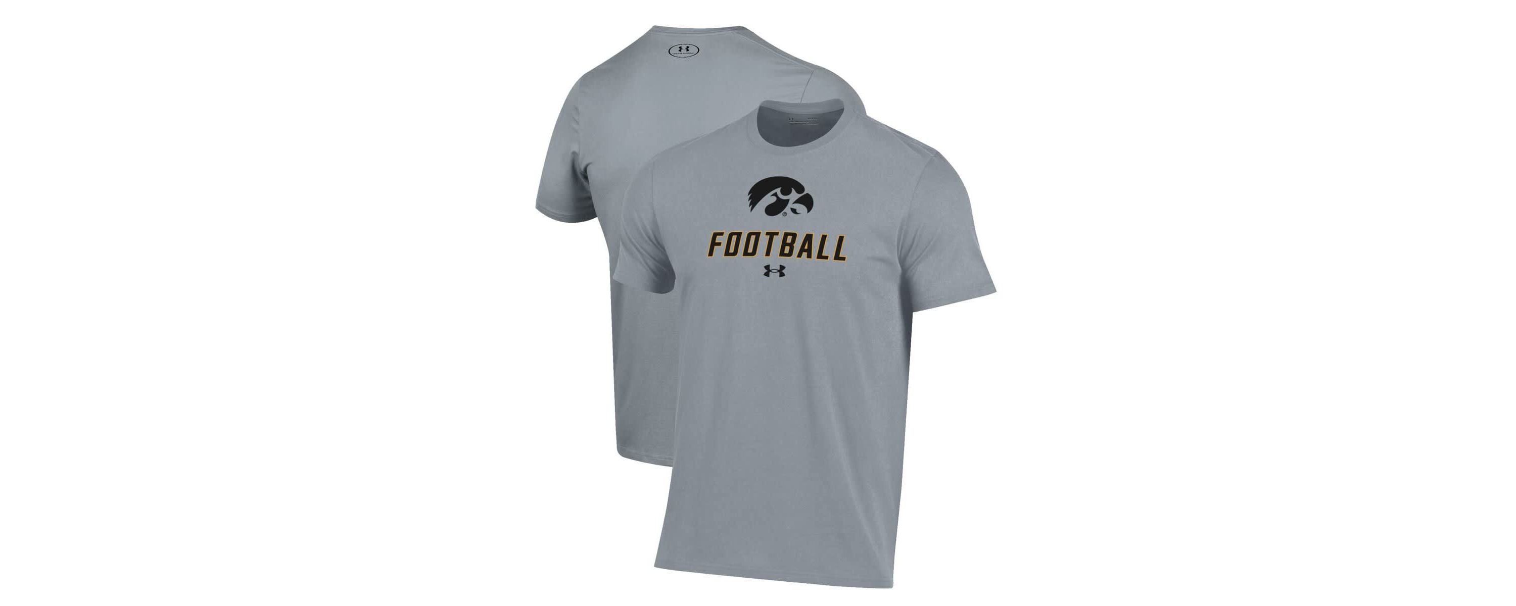 NCAA Under Armour Grey Iowa Hawkeyes Football Performance T-Shirt
