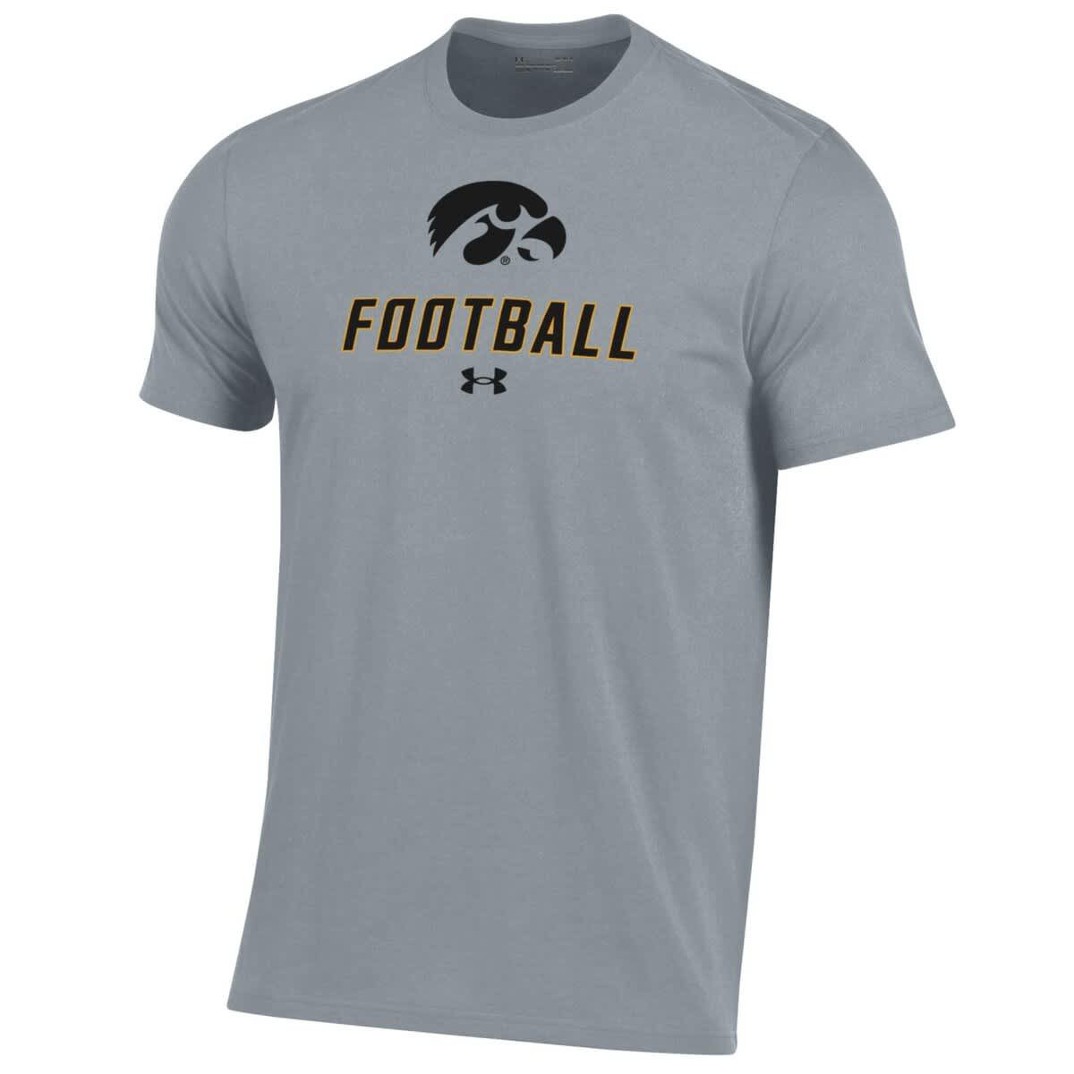 NCAA Under Armour Grey Iowa Hawkeyes Football Performance T-Shirt