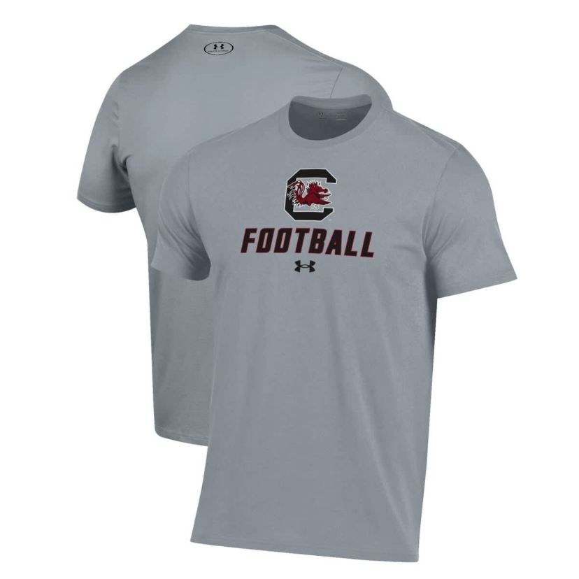 NCAA Under Armour Grey South Carolina Gamecocks Football Performance T-Shirt