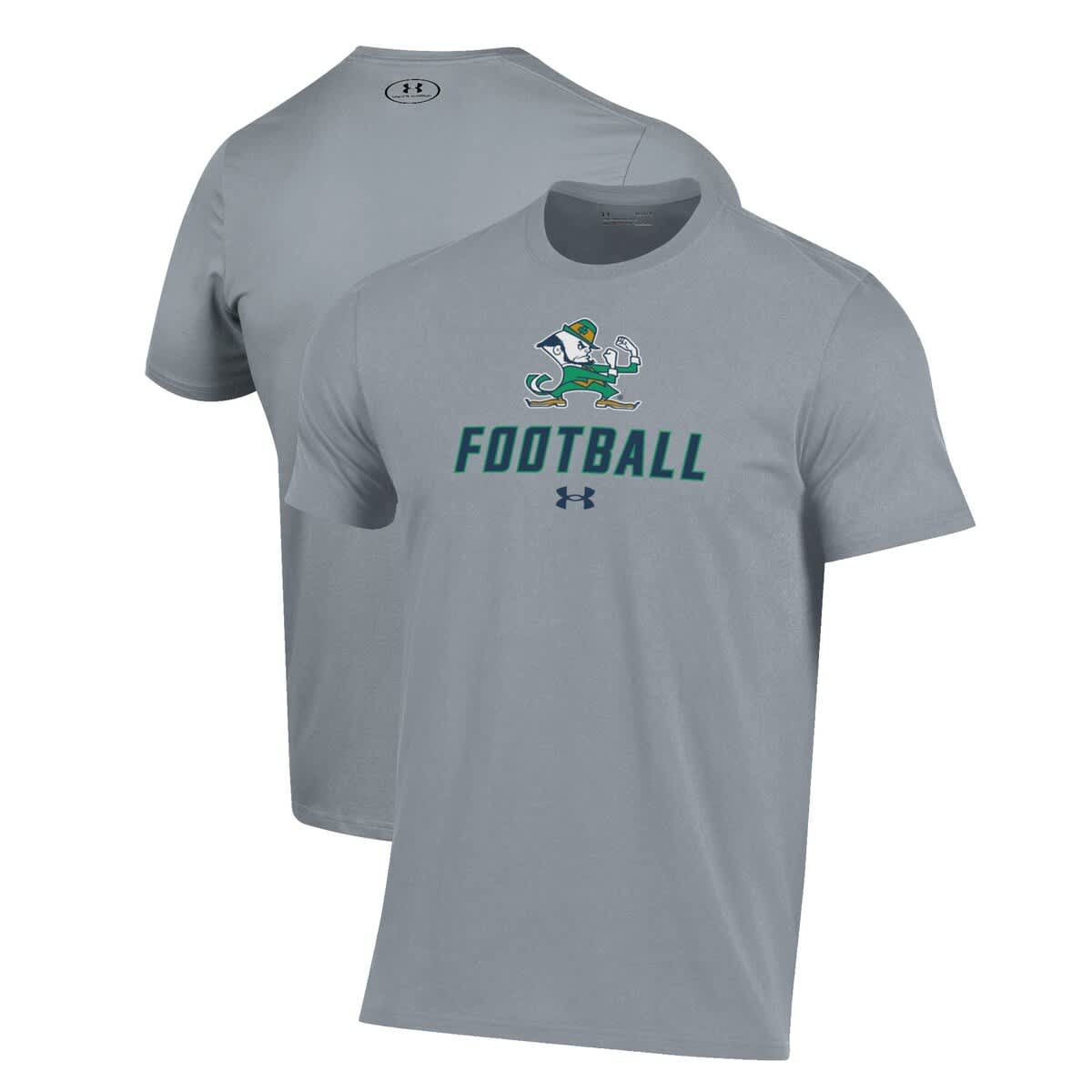 NCAA Under Armour Grey Notre Dame Fighting Irish Football Performance T-Shirt
