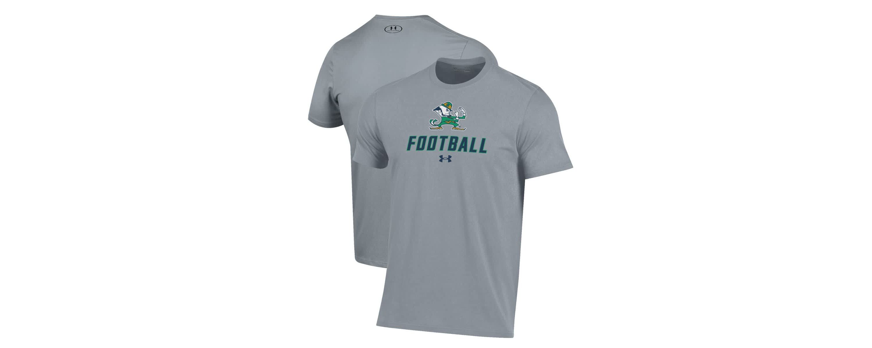NCAA Under Armour Grey Notre Dame Fighting Irish Football Performance T-Shirt