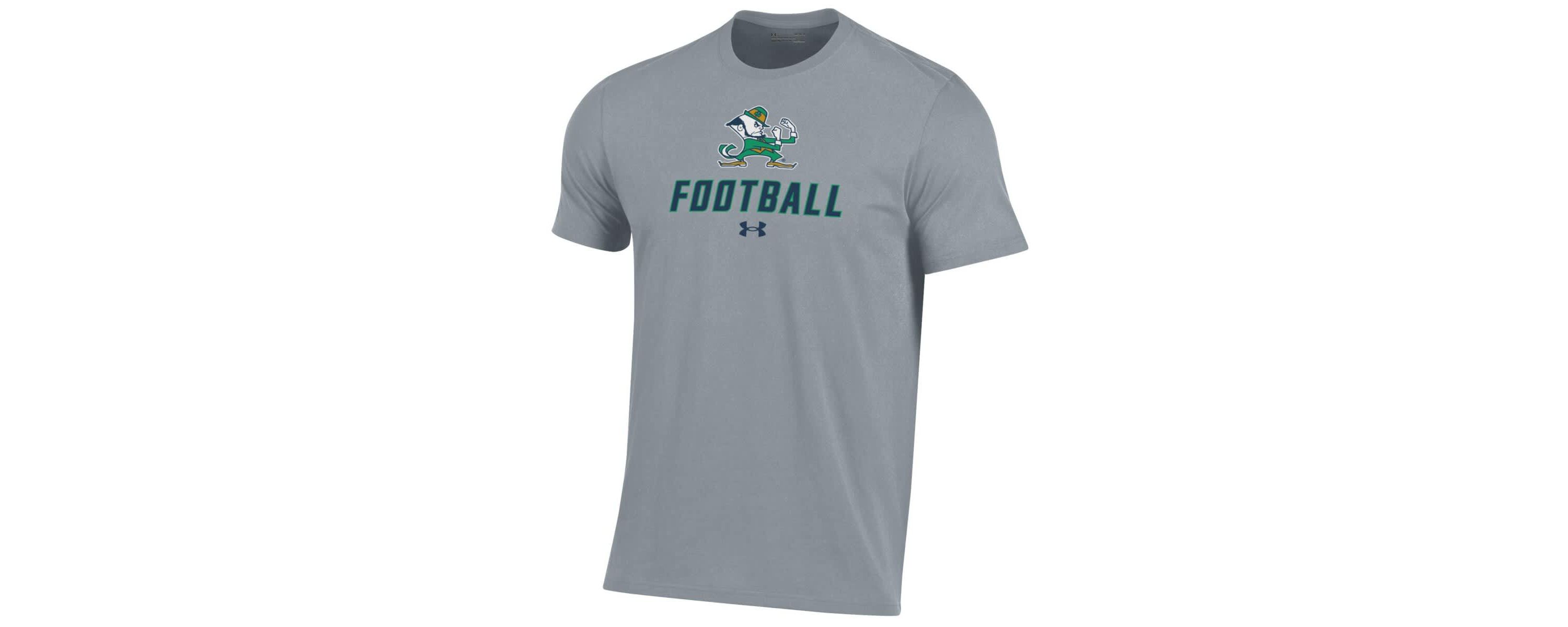 NCAA Under Armour Grey Notre Dame Fighting Irish Football Performance T-Shirt