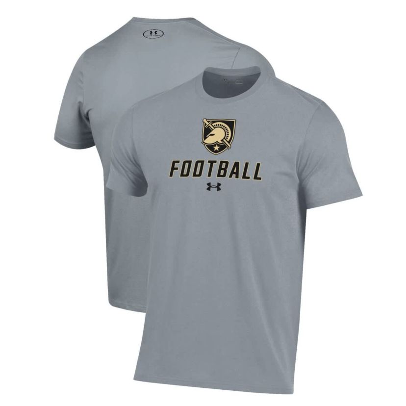 Army Black Knights NCAA Under Armour Grey Army Knights Football Performance T-Shirt
