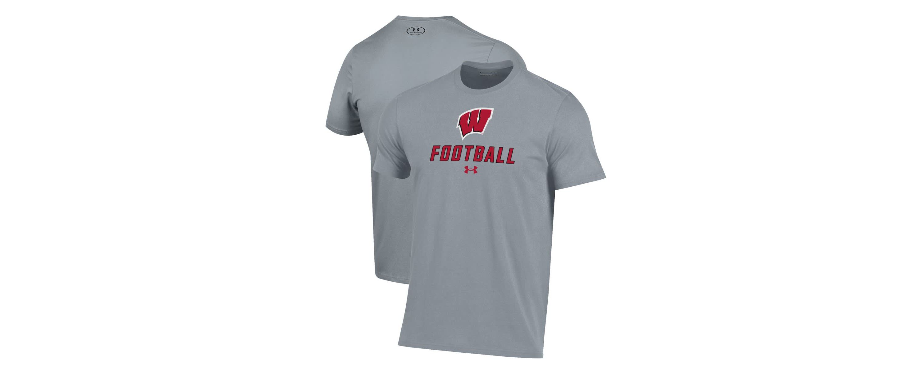 NCAA Under Armour Grey Wisconsin Badgers Football Performance T-Shirt