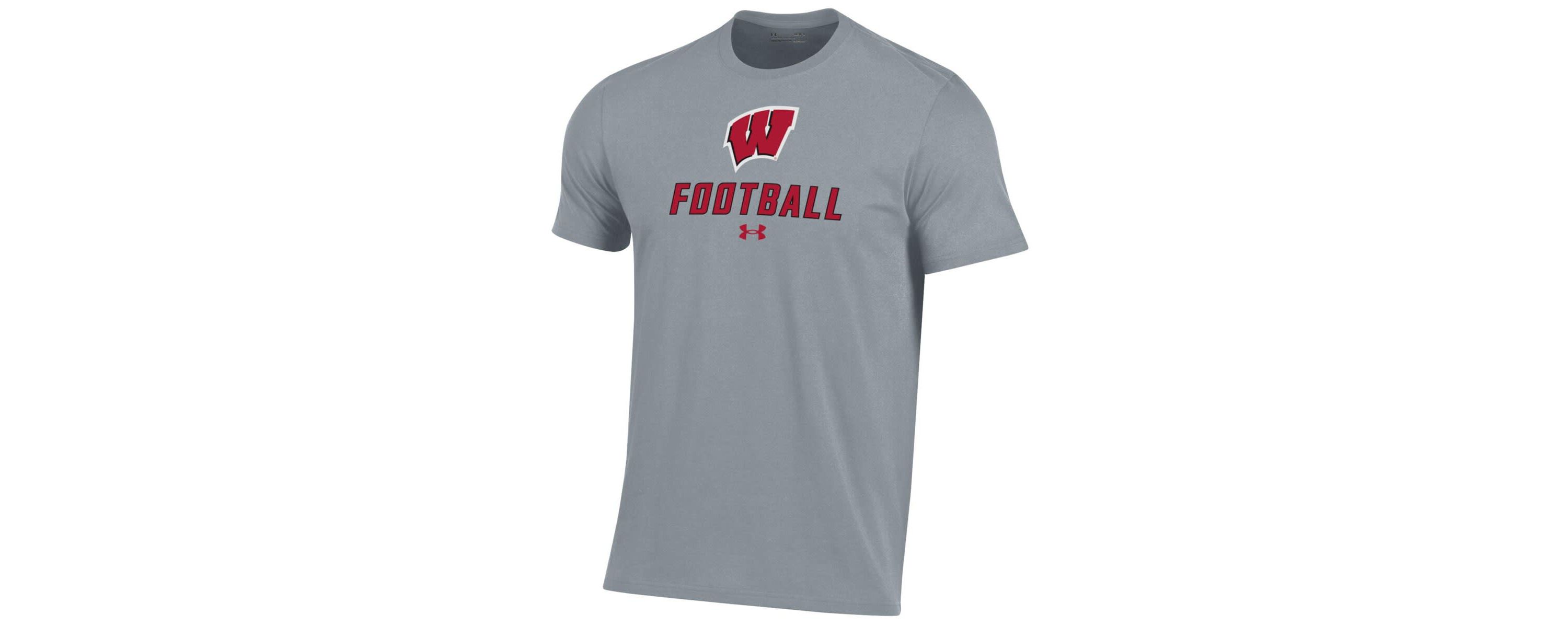 NCAA Under Armour Grey Wisconsin Badgers Football Performance T-Shirt