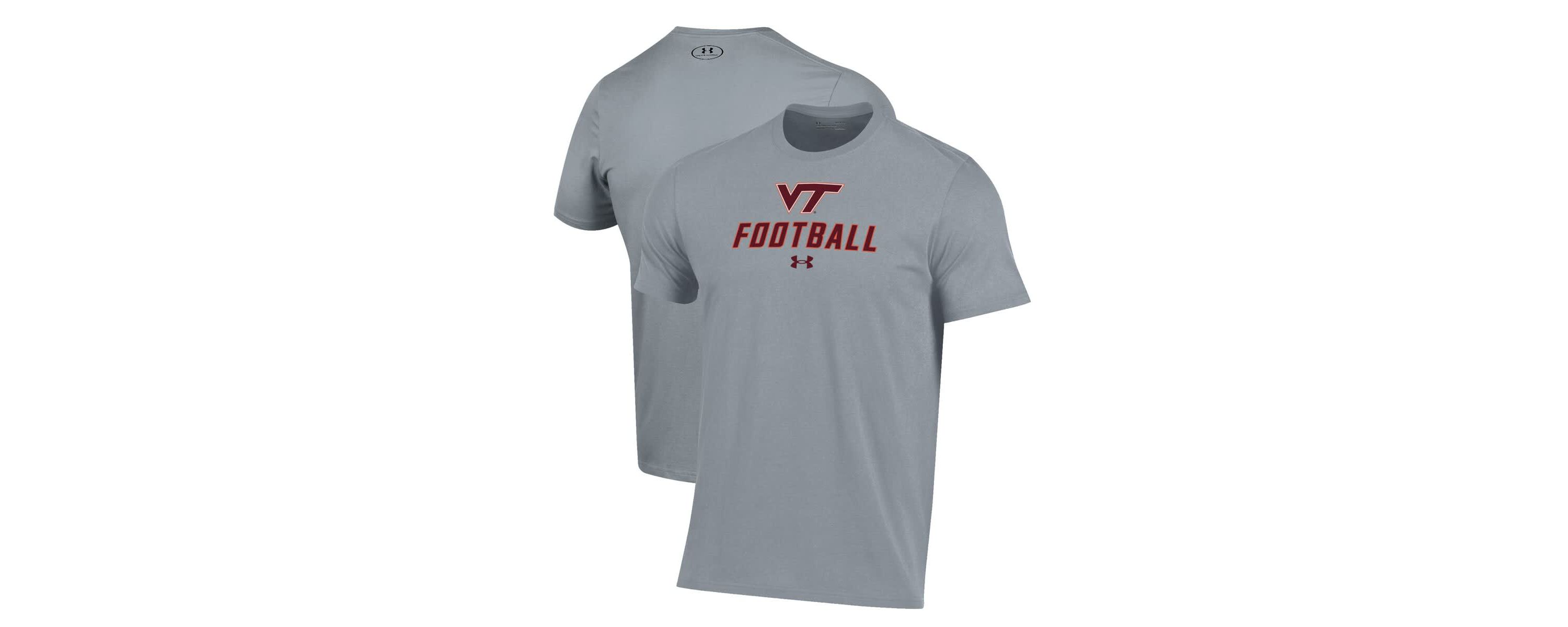 NCAA Under Armour Grey Virginia Tech Hokies Football Performance T-Shirt