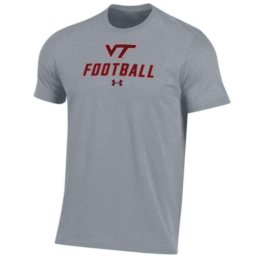 NCAA Under Armour Grey Virginia Tech Hokies Football Performance T-Shirt