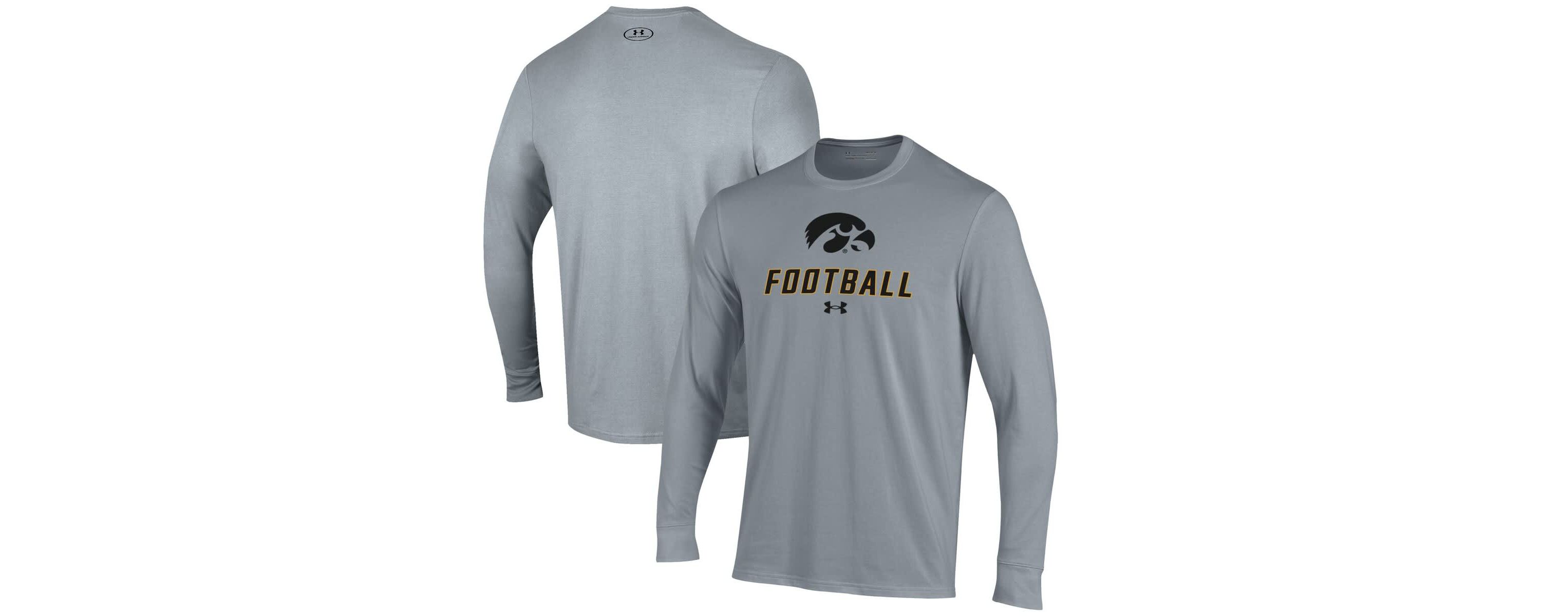 NCAA Under Armour Grey Iowa Hawkeyes Football Performance Long Sleeve T-Shirt