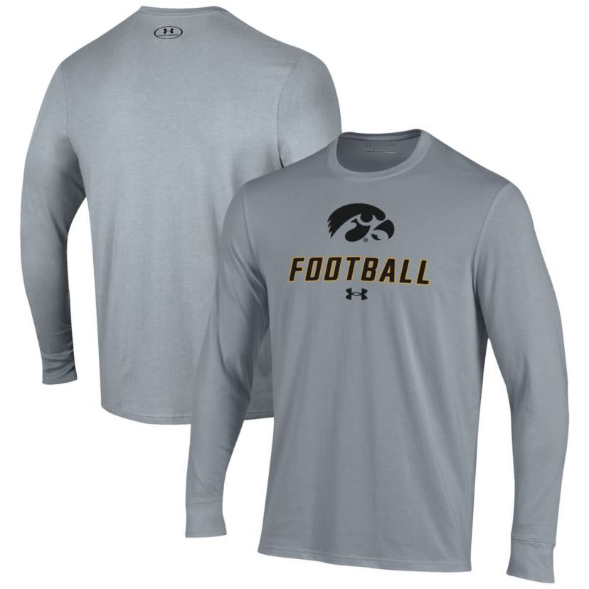 NCAA Under Armour Grey Iowa Hawkeyes Football Performance Long Sleeve T-Shirt