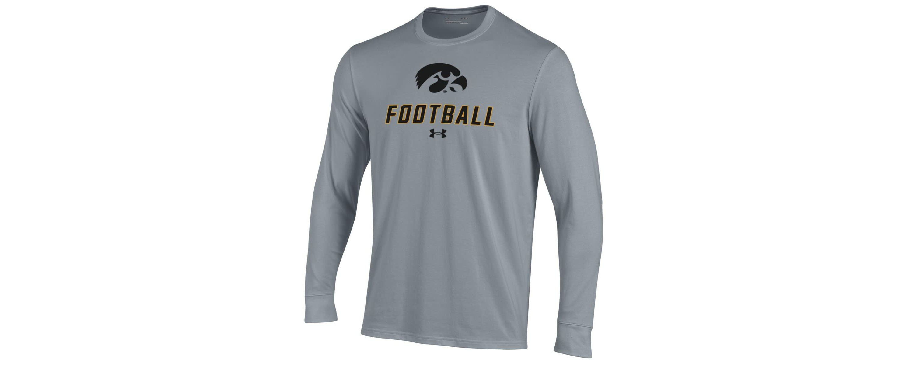 NCAA Under Armour Grey Iowa Hawkeyes Football Performance Long Sleeve T-Shirt