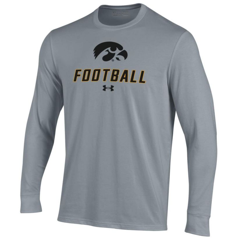 NCAA Under Armour Grey Iowa Hawkeyes Football Performance Long Sleeve T-Shirt