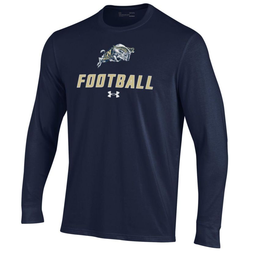Navy Midshipmen NCAA Under Armour Midshipmen Football Performance Long Sleeve T-Shirt