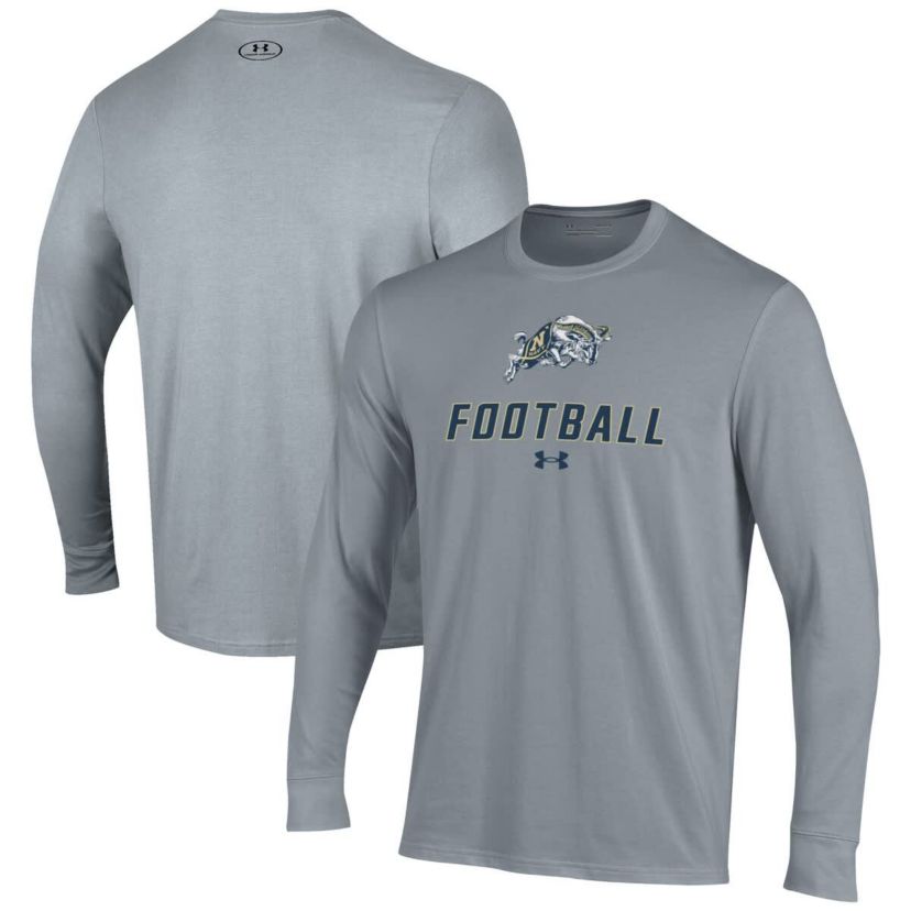 Navy Midshipmen NCAA Under Armour Grey Midshipmen Football Performance Long Sleeve T-Shirt