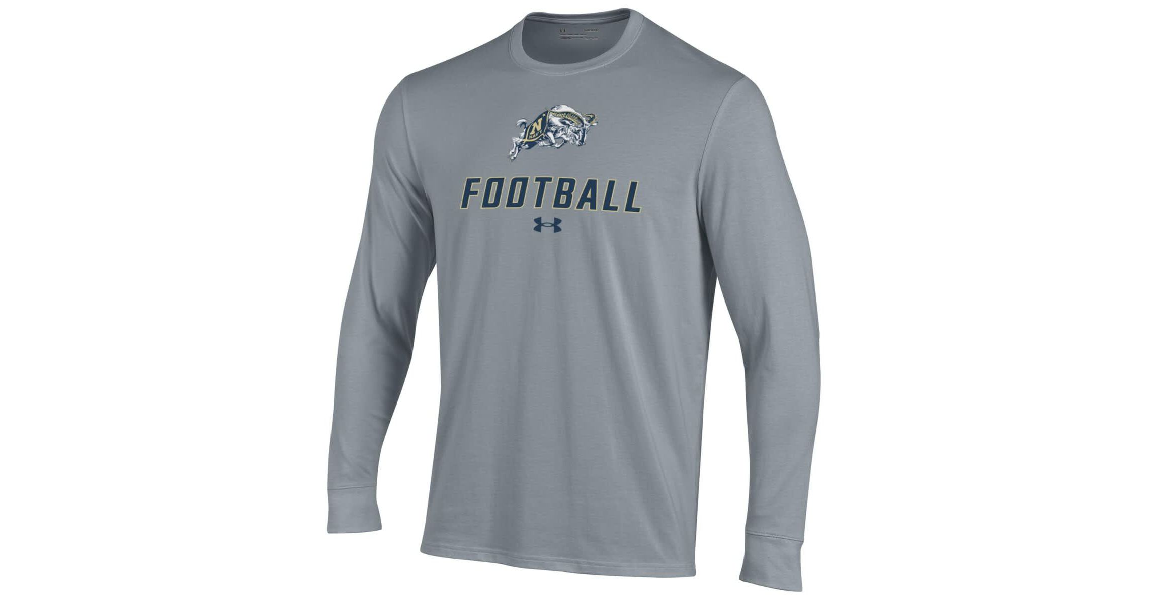 Navy Midshipmen NCAA Under Armour Grey Midshipmen Football Performance Long Sleeve T-Shirt