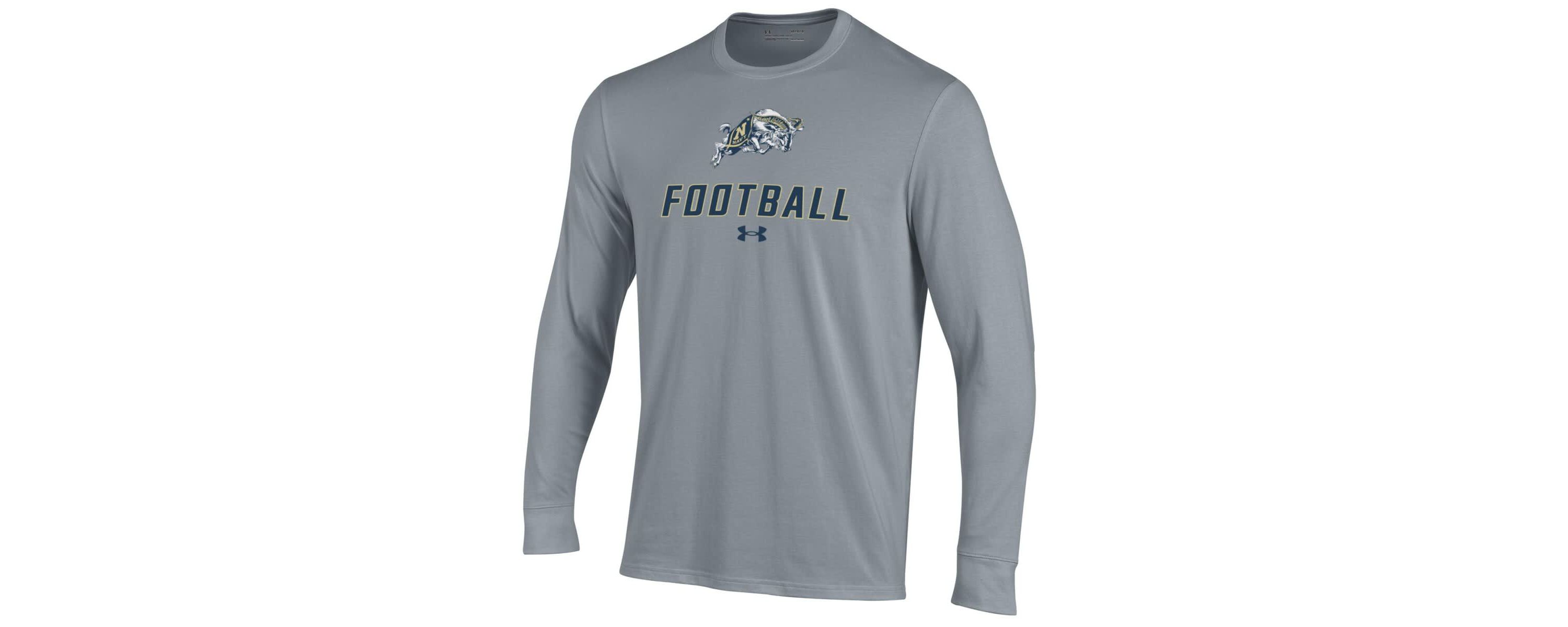 Navy Midshipmen NCAA Under Armour Grey Midshipmen Football Performance Long Sleeve T-Shirt