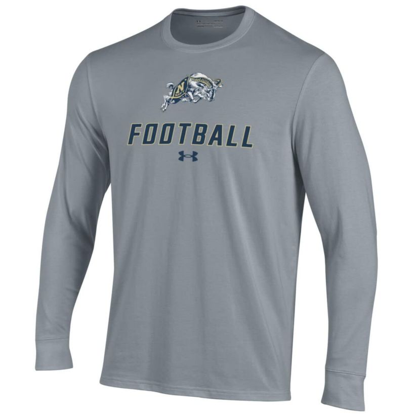 Navy Midshipmen NCAA Under Armour Grey Midshipmen Football Performance Long Sleeve T-Shirt