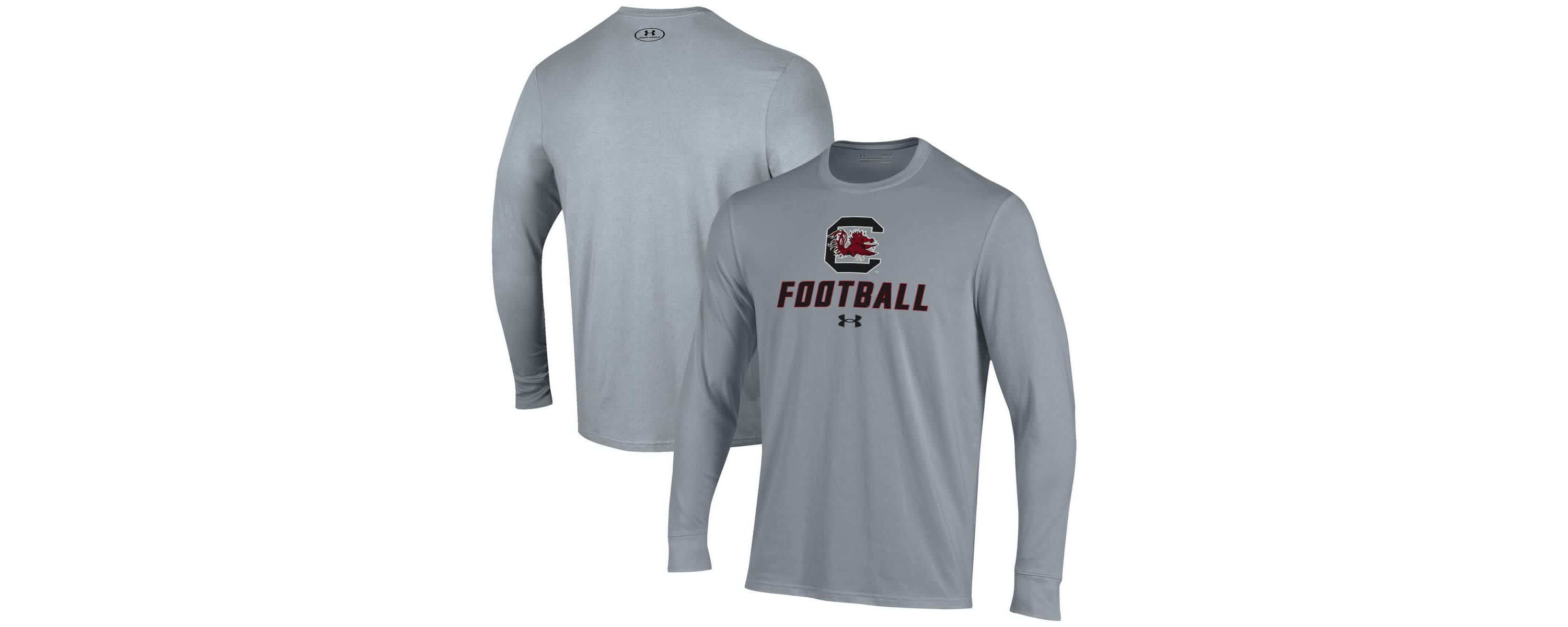 NCAA Under Armour Grey South Carolina Gamecocks Football Performance Long Sleeve T-Shirt