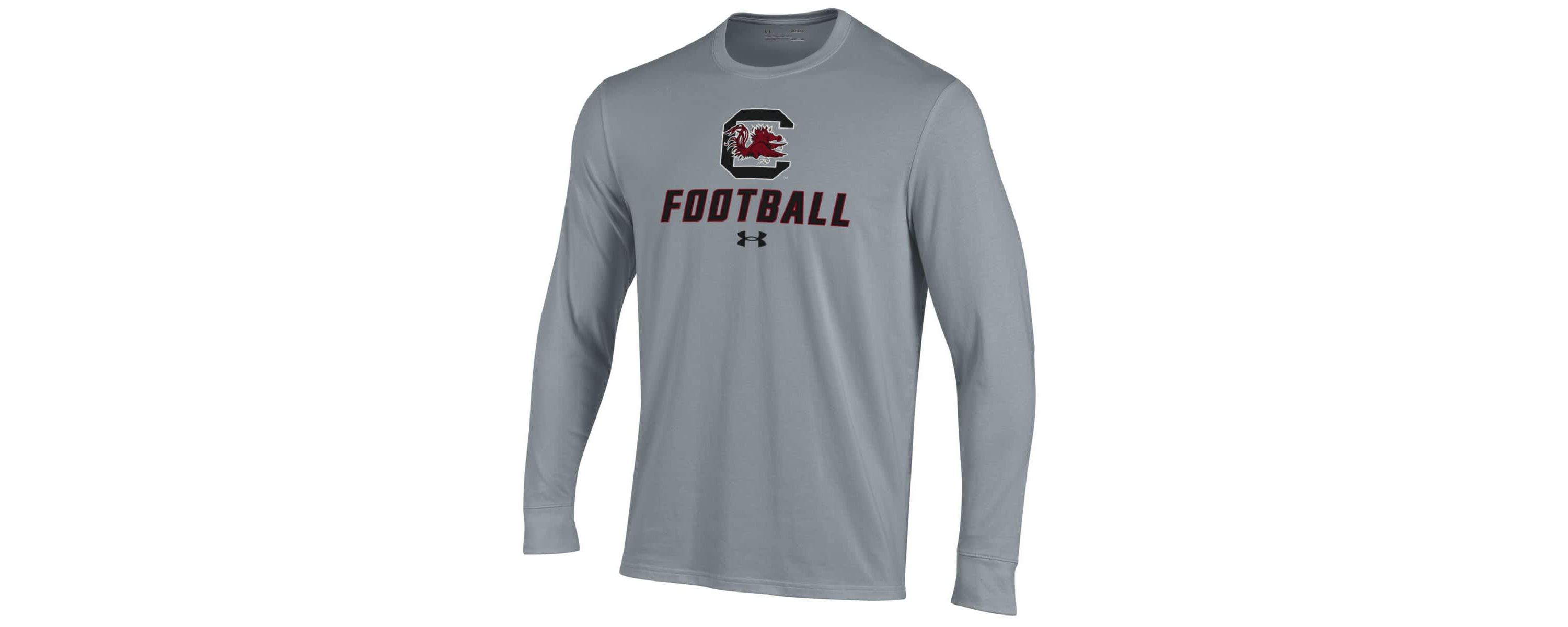 NCAA Under Armour Grey South Carolina Gamecocks Football Performance Long Sleeve T-Shirt