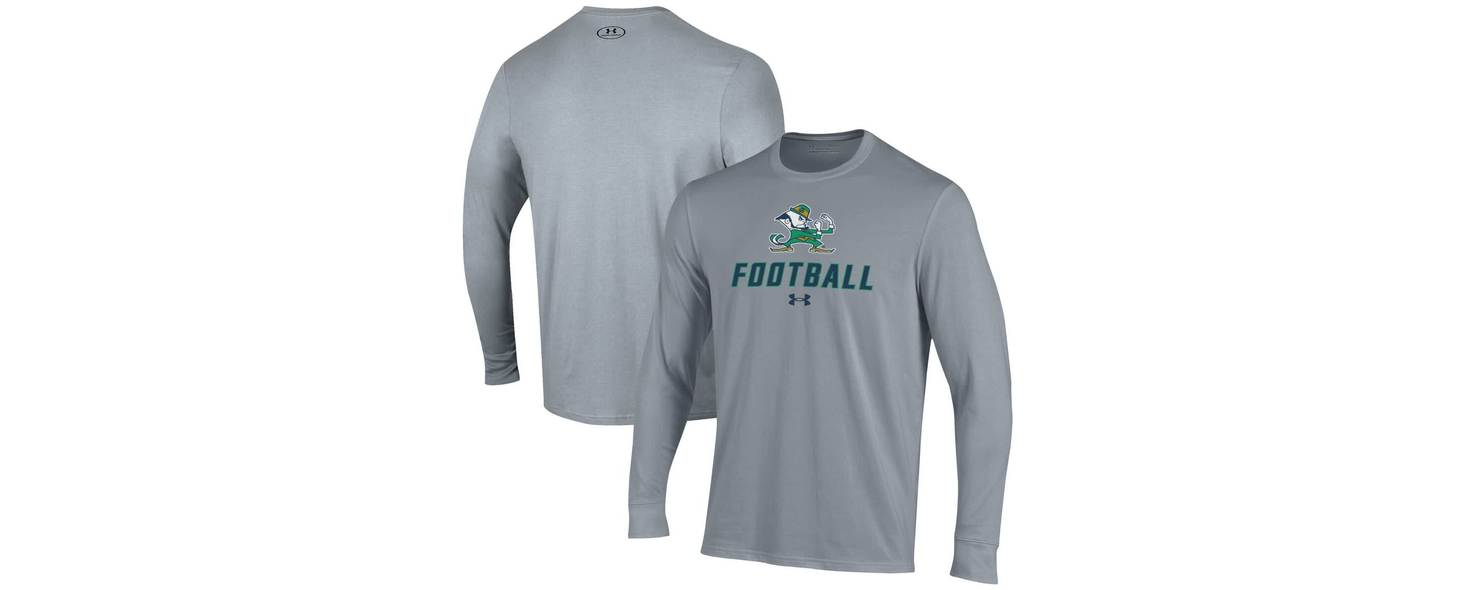 NCAA Under Armour Grey Notre Dame Fighting Irish Football Performance Long Sleeve T-Shirt