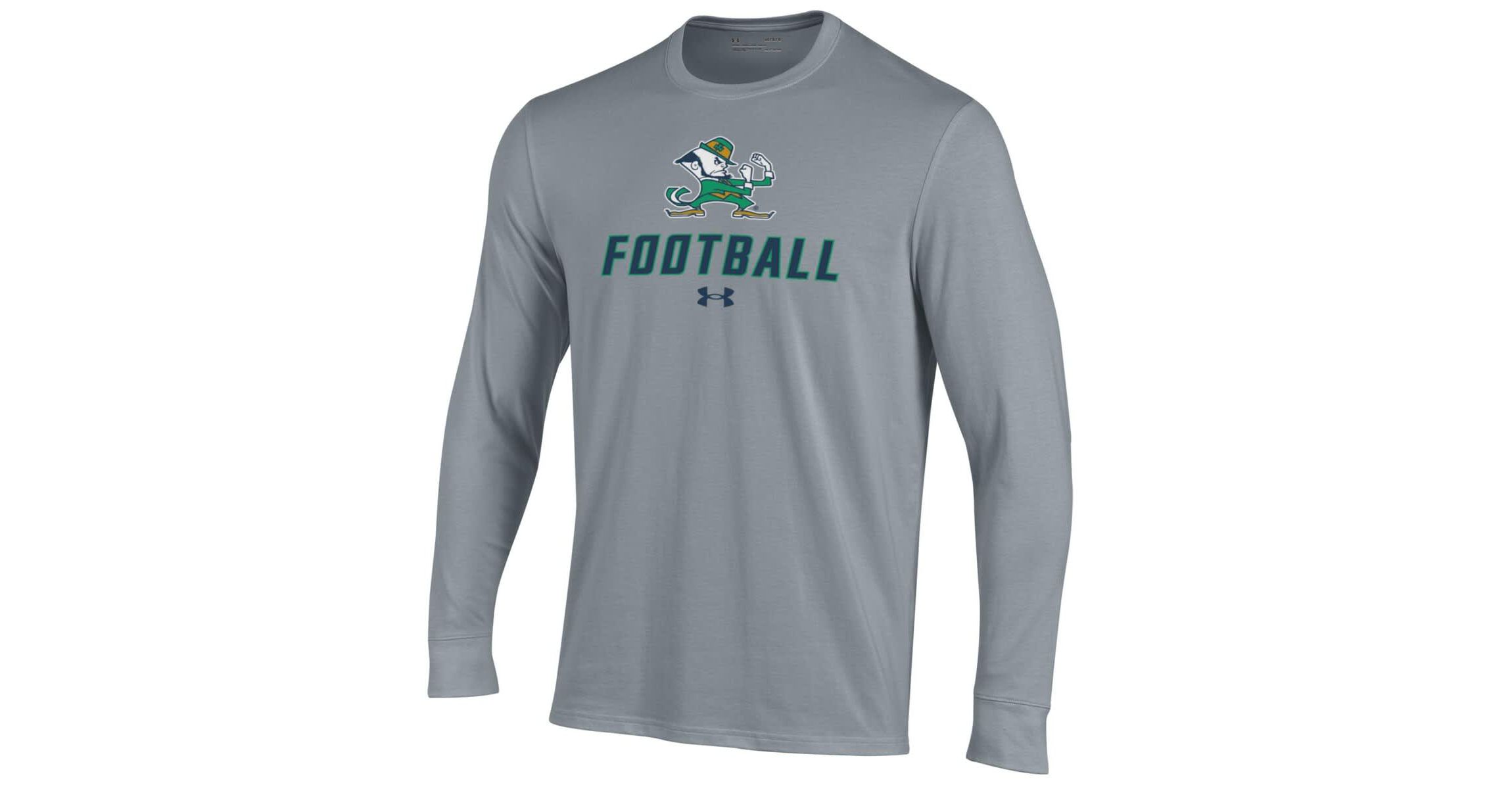 NCAA Under Armour Grey Notre Dame Fighting Irish Football Performance Long Sleeve T-Shirt