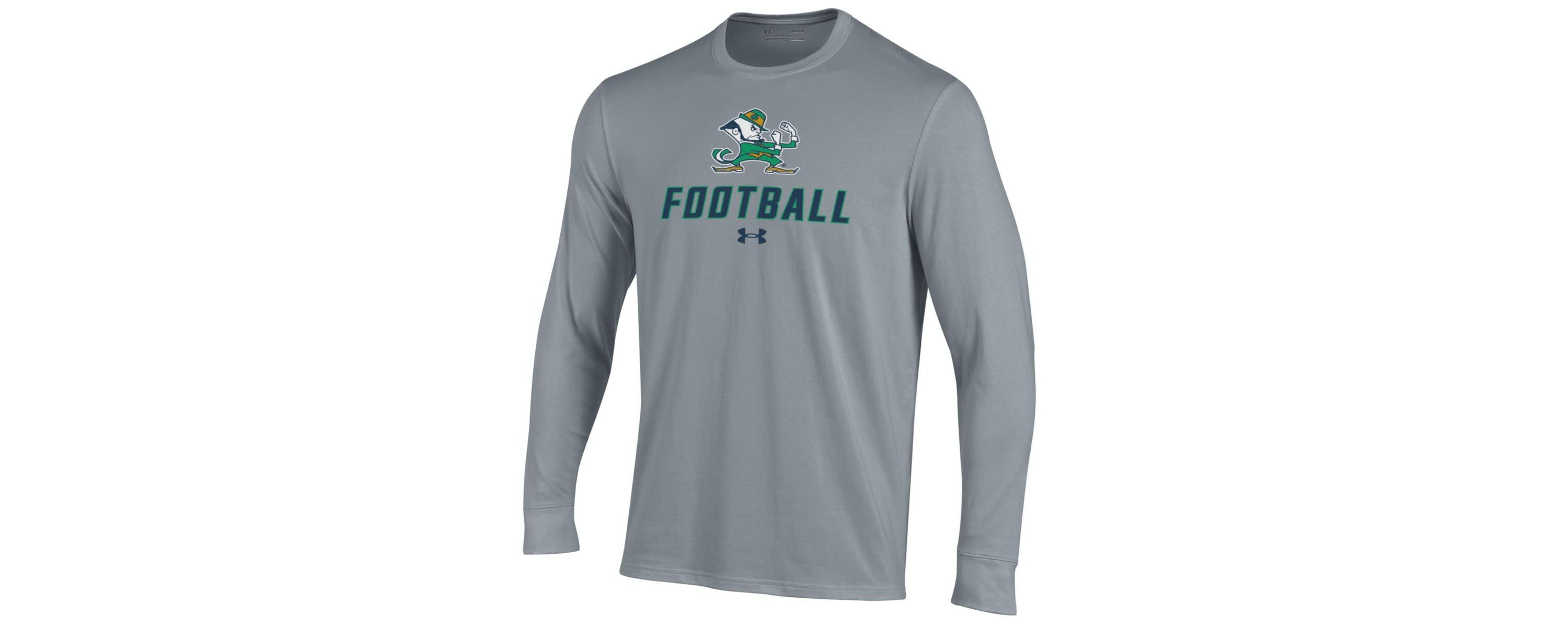 NCAA Under Armour Grey Notre Dame Fighting Irish Football Performance Long Sleeve T-Shirt