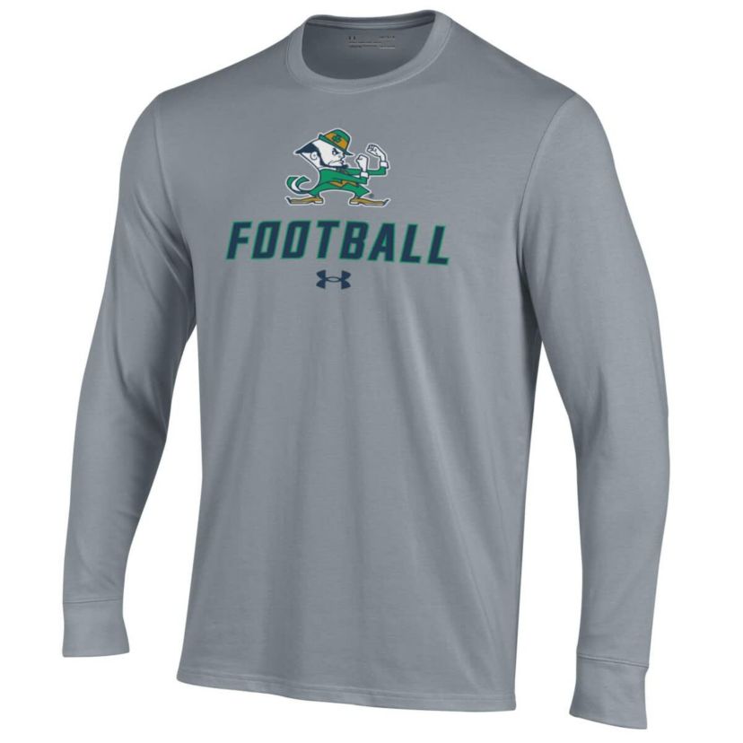 NCAA Under Armour Grey Notre Dame Fighting Irish Football Performance Long Sleeve T-Shirt