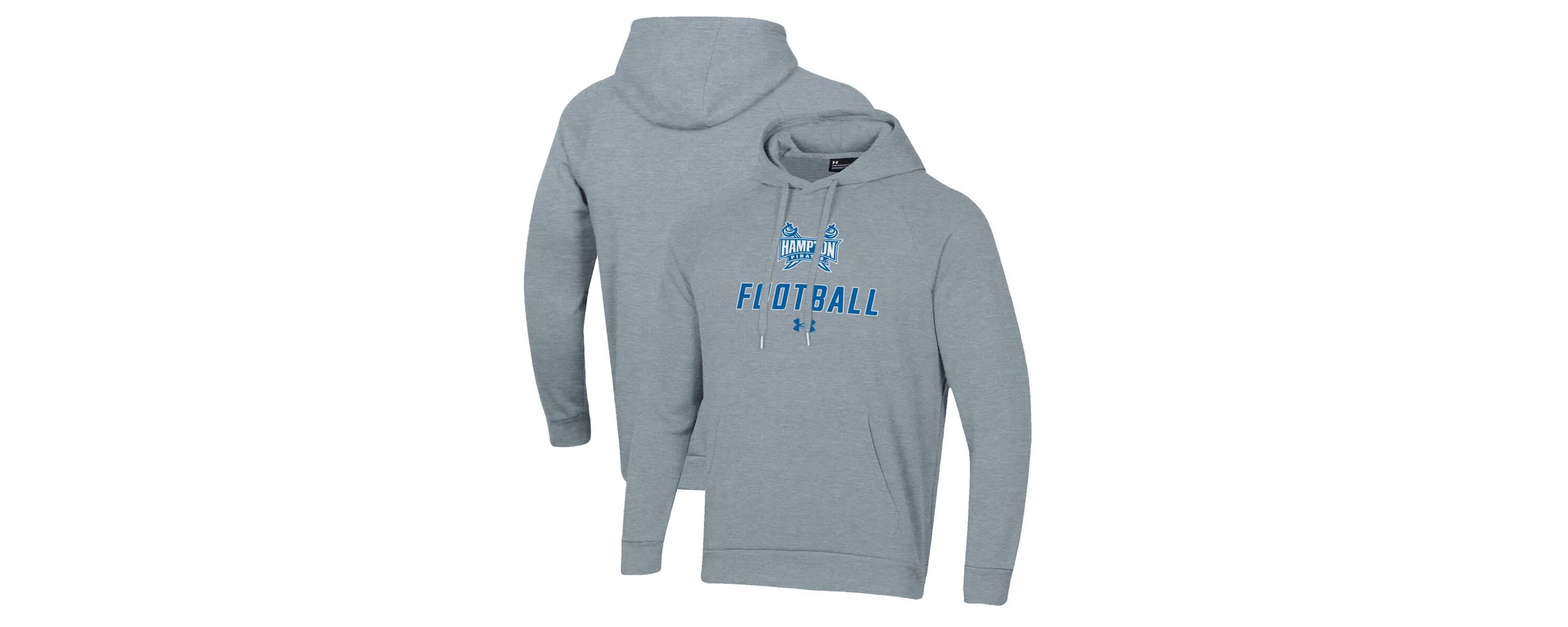 NCAA Under Armour Grey Hampton Pirates Football Rival Fleece Pullover Hoodie