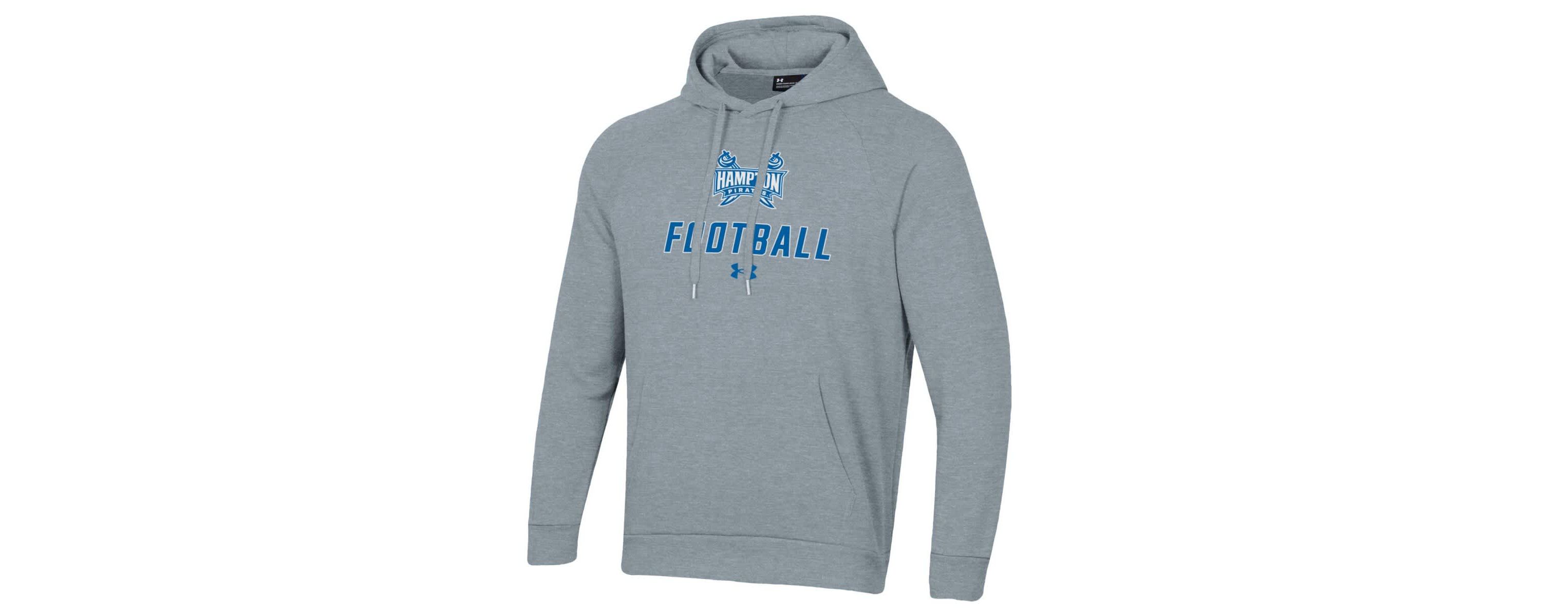 NCAA Under Armour Grey Hampton Pirates Football Rival Fleece Pullover Hoodie