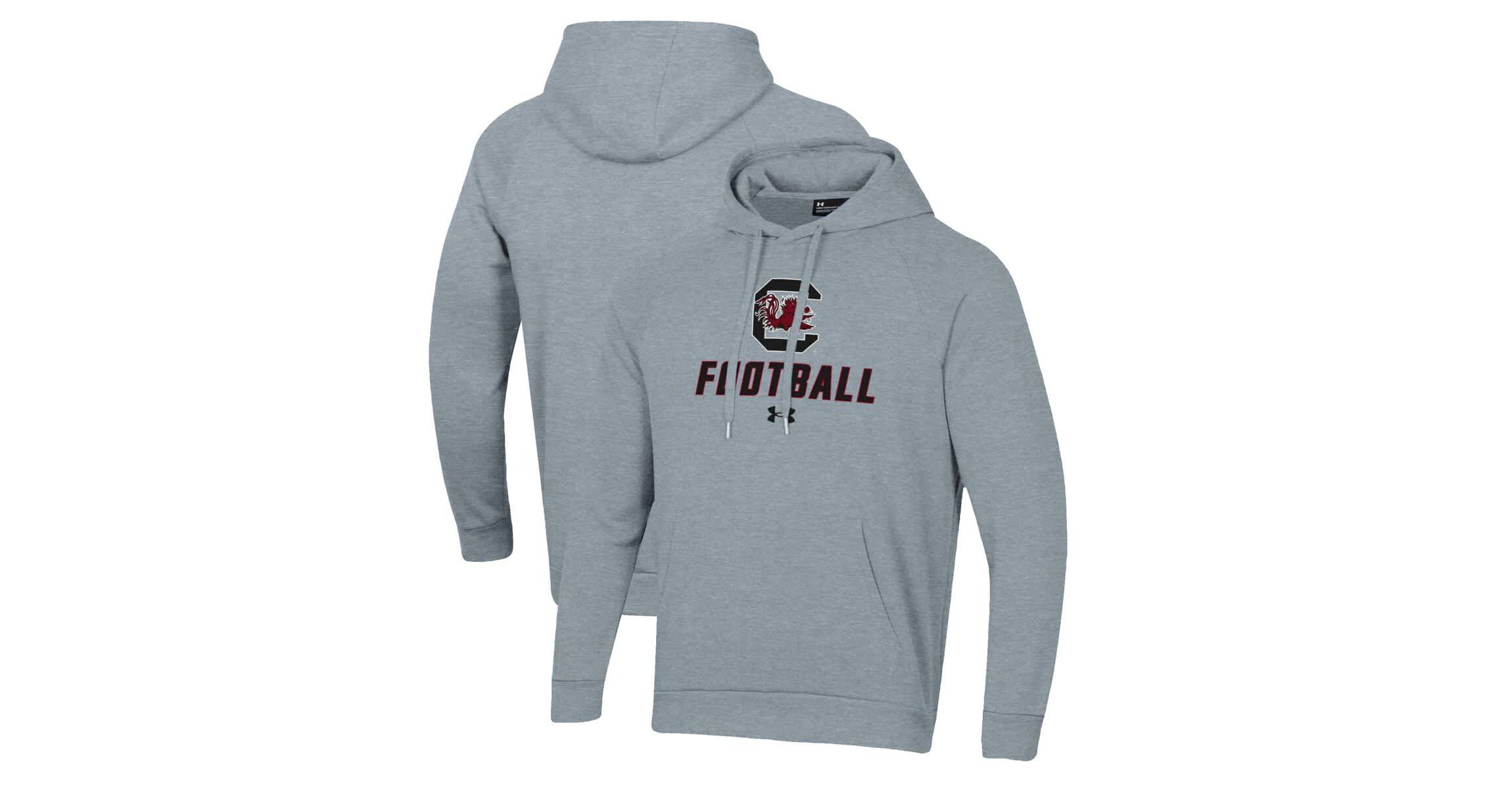 NCAA Under Armour Grey South Carolina Gamecocks Football Rival Fleece Pullover Hoodie