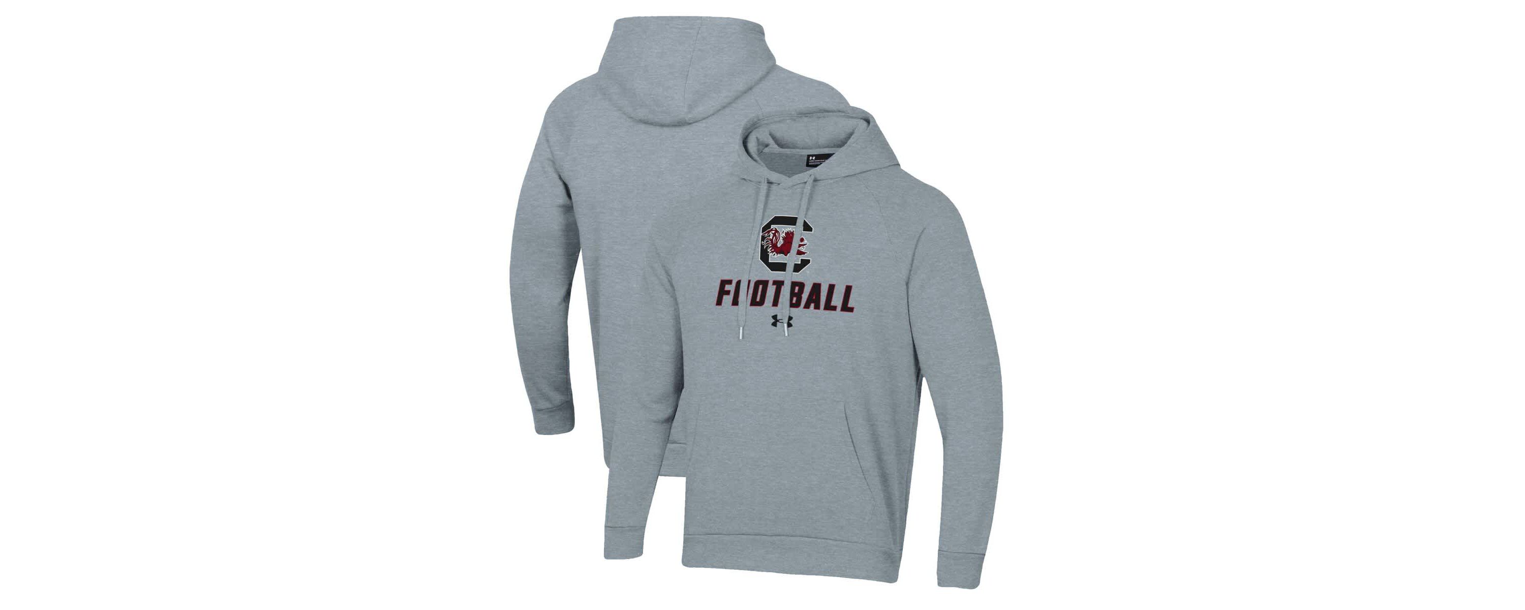 NCAA Under Armour Grey South Carolina Gamecocks Football Rival Fleece Pullover Hoodie