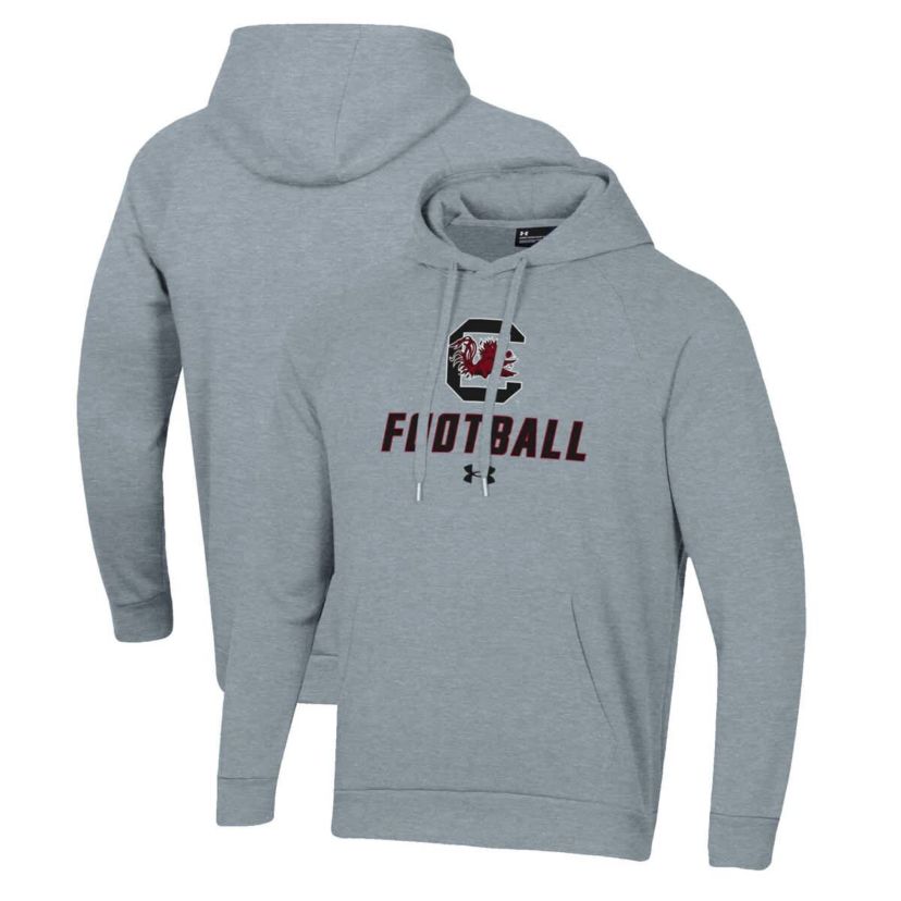 NCAA Under Armour Grey South Carolina Gamecocks Football Rival Fleece Pullover Hoodie