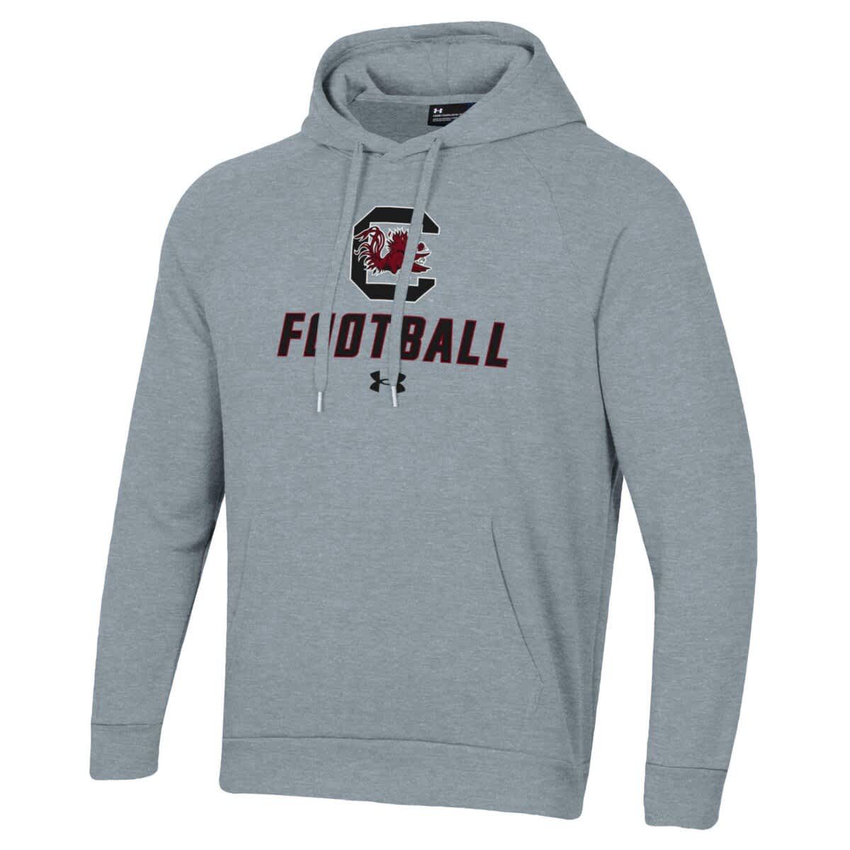 NCAA Under Armour Grey South Carolina Gamecocks Football Rival Fleece Pullover Hoodie
