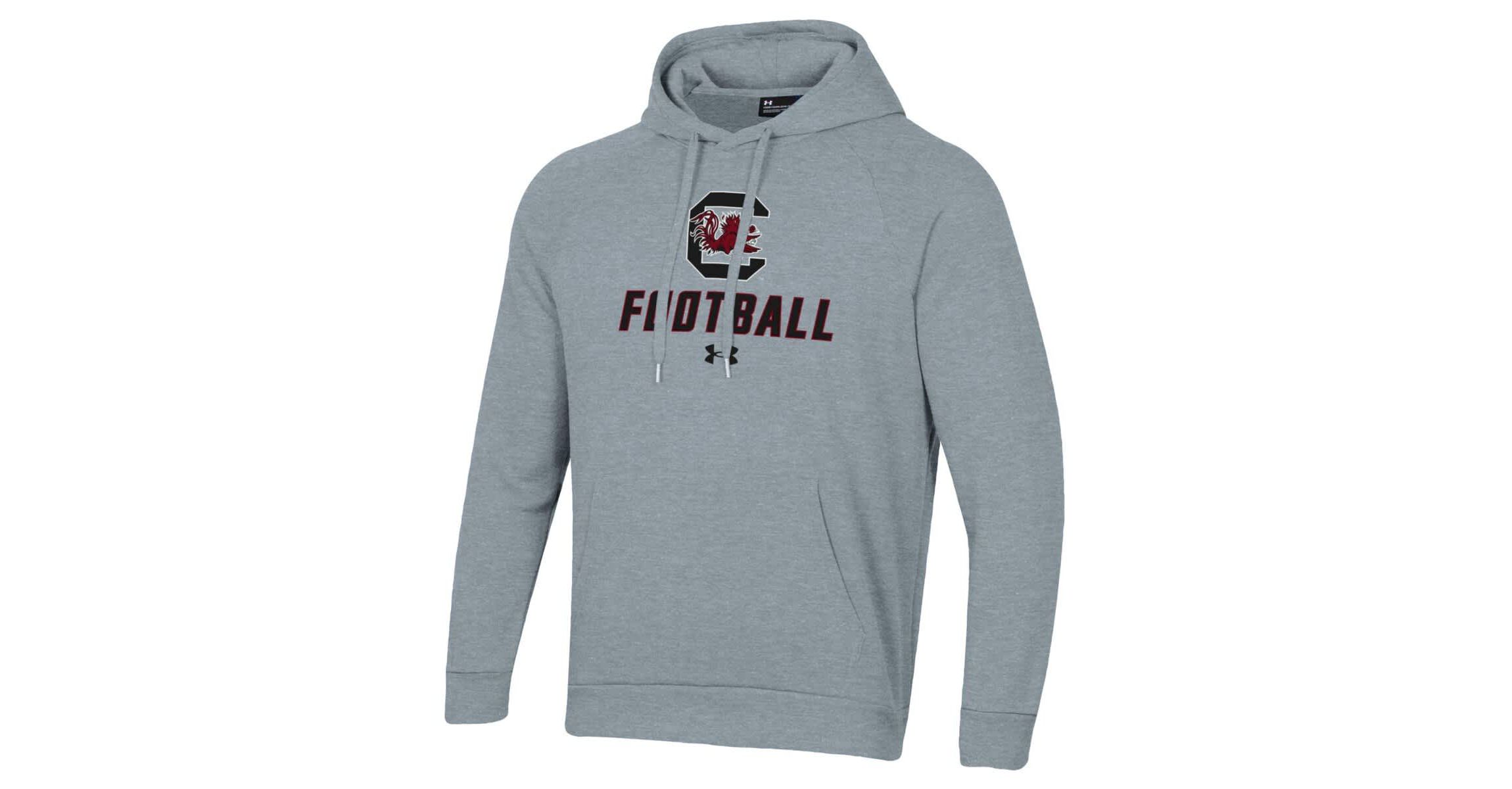 NCAA Under Armour Grey South Carolina Gamecocks Football Rival Fleece Pullover Hoodie