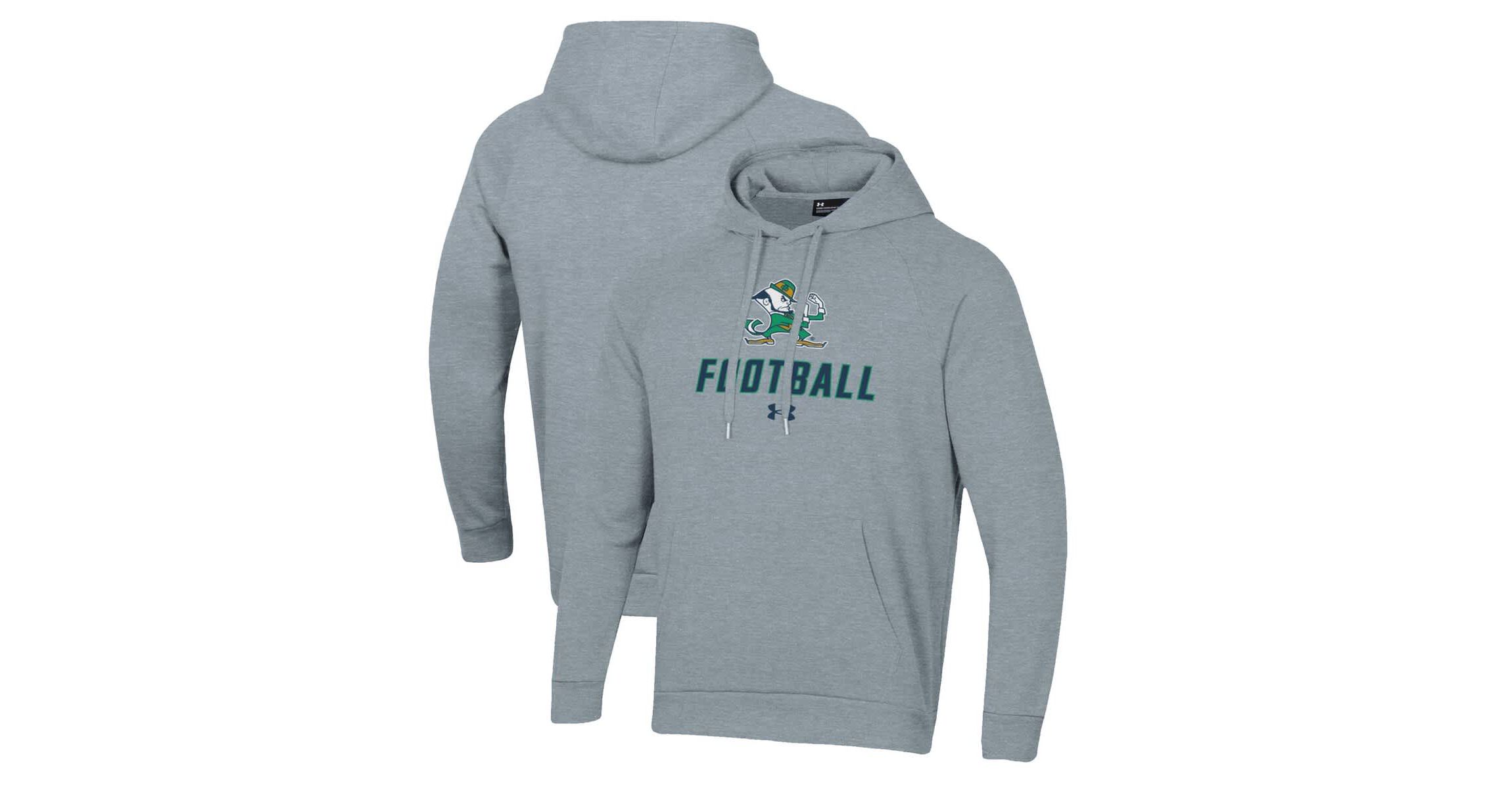 NCAA Under Armour Grey Notre Dame Fighting Irish Football Rival Fleece Pullover Hoodie